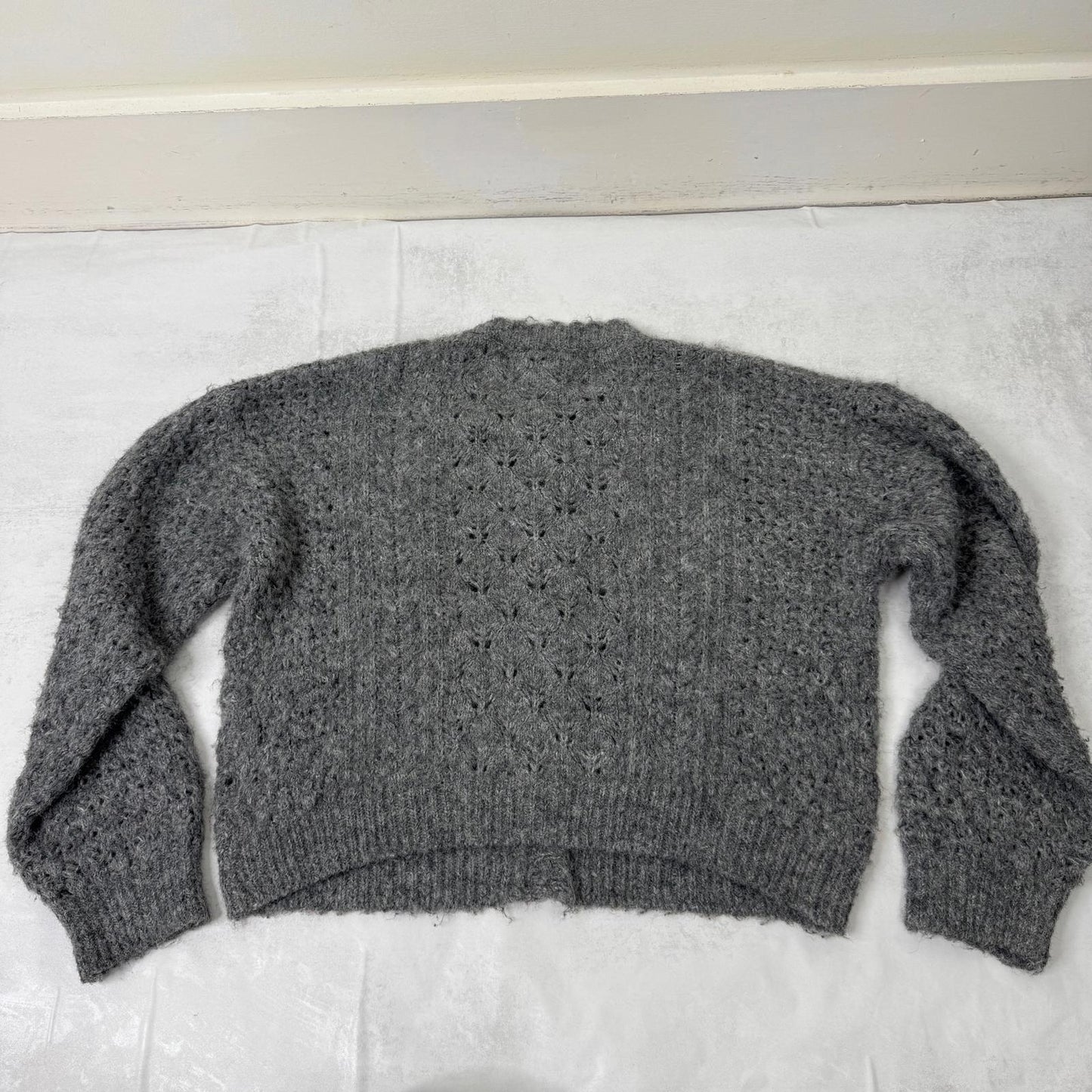 Urban Outfitters wool blend jumper button up cardigan dark grey