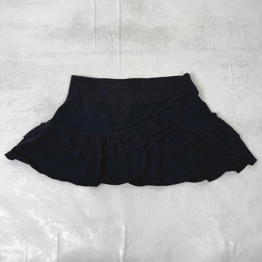 Y2K vintage Evie frilly ruffle mini skirt low rise black rara stretchy a line