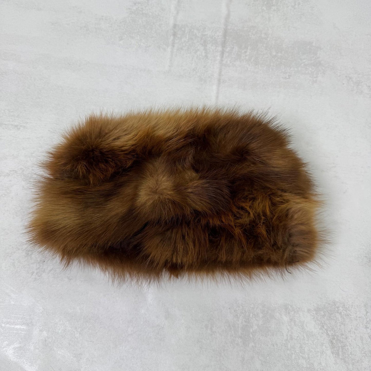 Vintage genuine fur hat with feet brown pillbox style