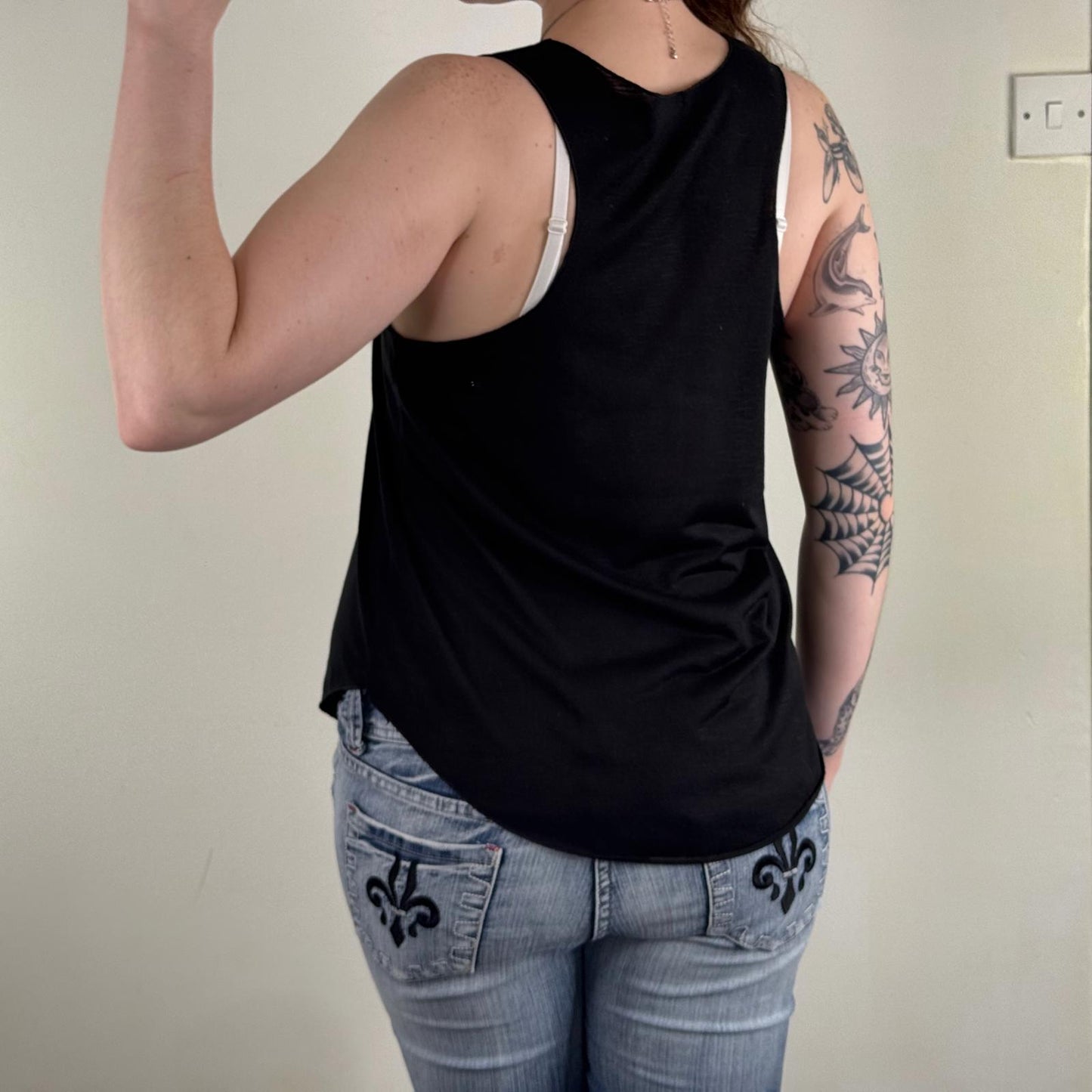 Vintage cross tank top studded gold black flowy sleeveless round neck 2010s