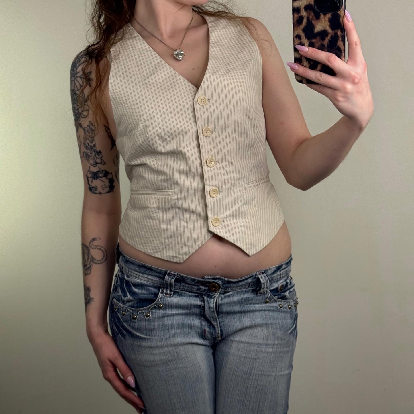 Y2K vintage Gap waistcoat top pinstripe adjustable button up stripe v neck