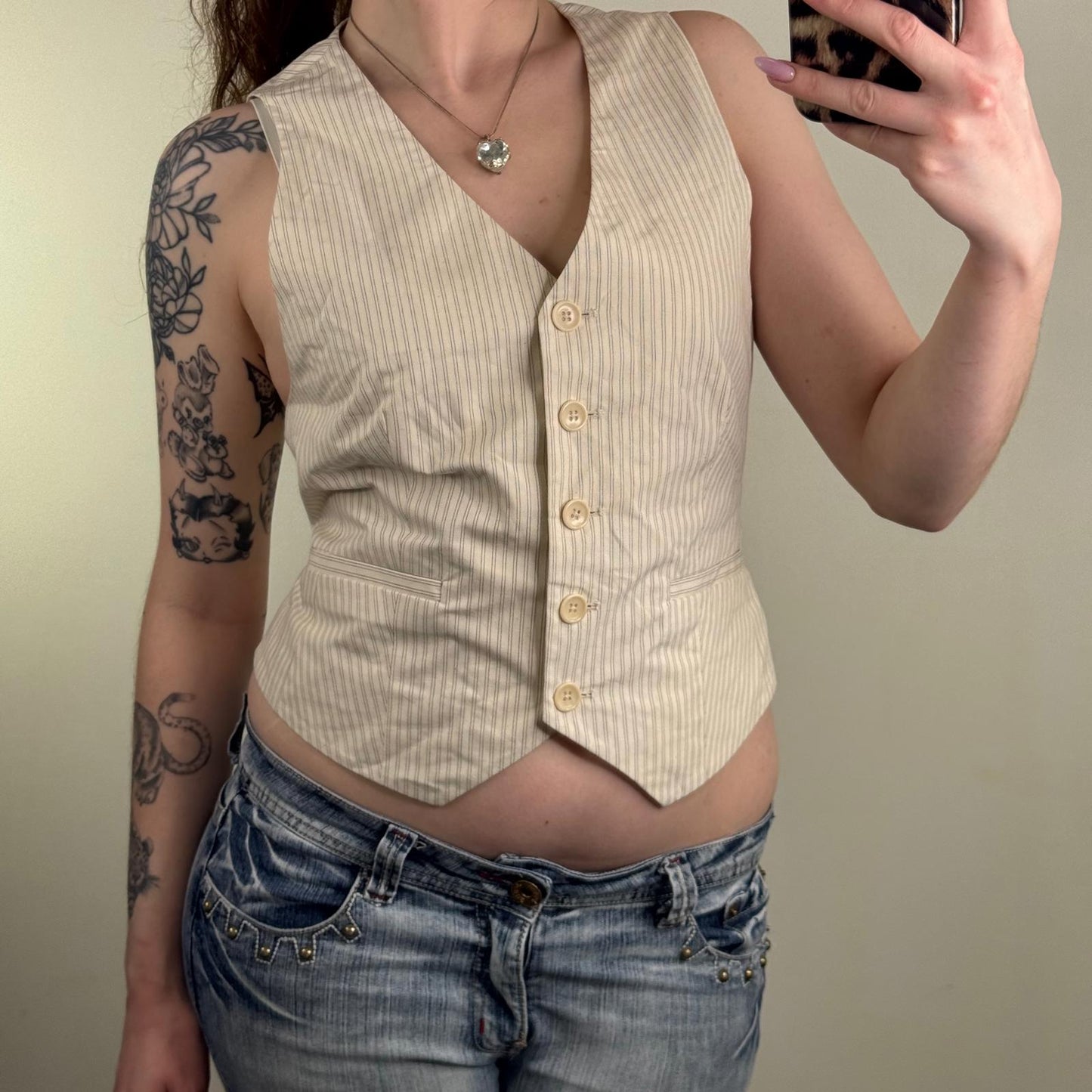 Y2K vintage Gap waistcoat top pinstripe adjustable button up stripe v neck