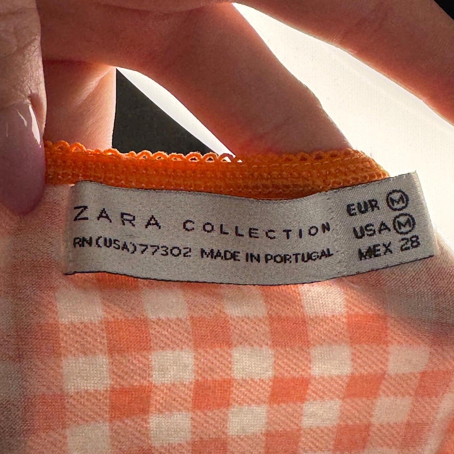 Y2K vintage tank top check print gingham fitted stretchy v neck orange white
