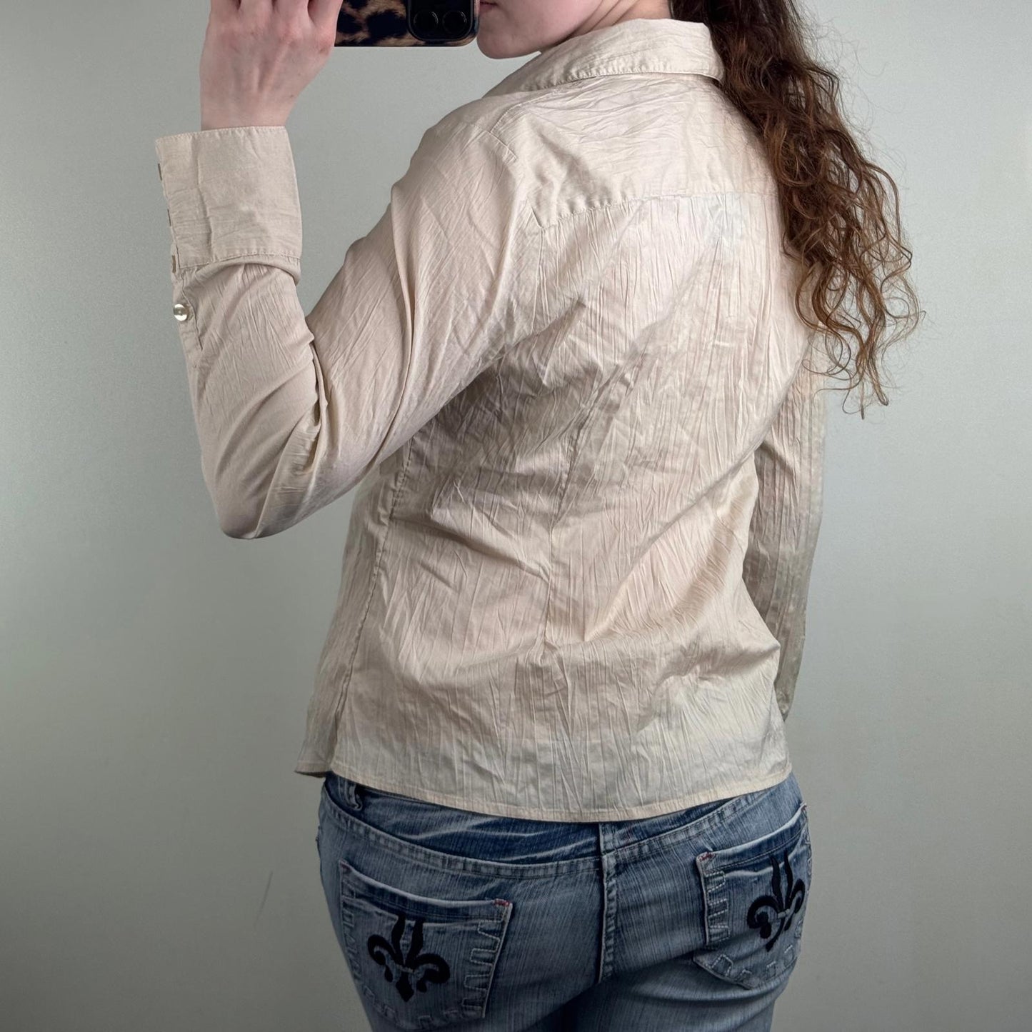 Y2K vintage blouse asymmetrical stretchy v neck ruched fitted shirt long sleeve