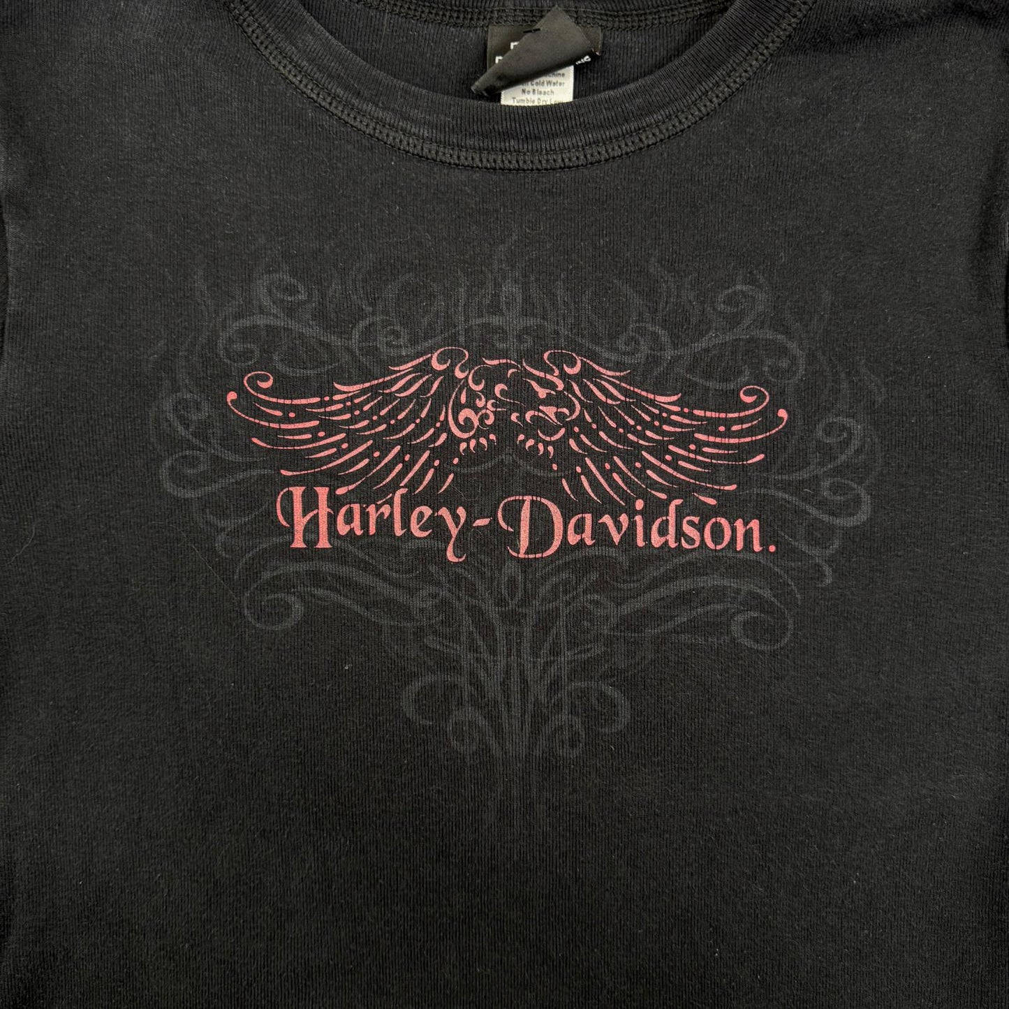 Y2K vintage Harley Davidson long sleeve top filigree tribal wings graphic print
