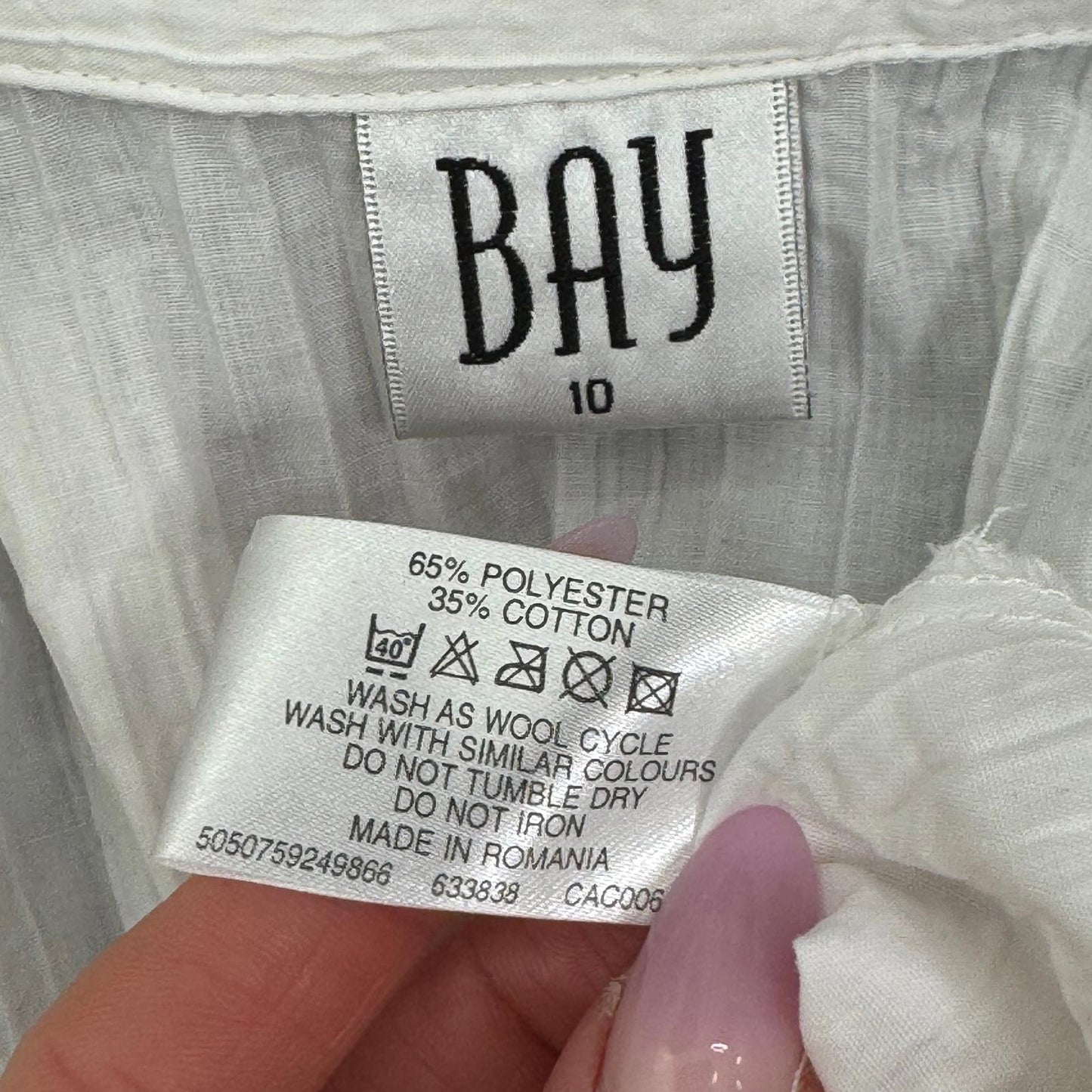 Y2K vintage Bay blouse 3/4 sleeve sheer button up stretchy stripe crinkle shirt