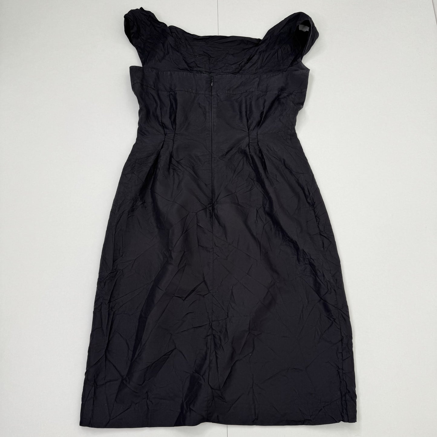 Vintage Nicole Farhi 100% silk midi dress embroidered floral cowl neckline