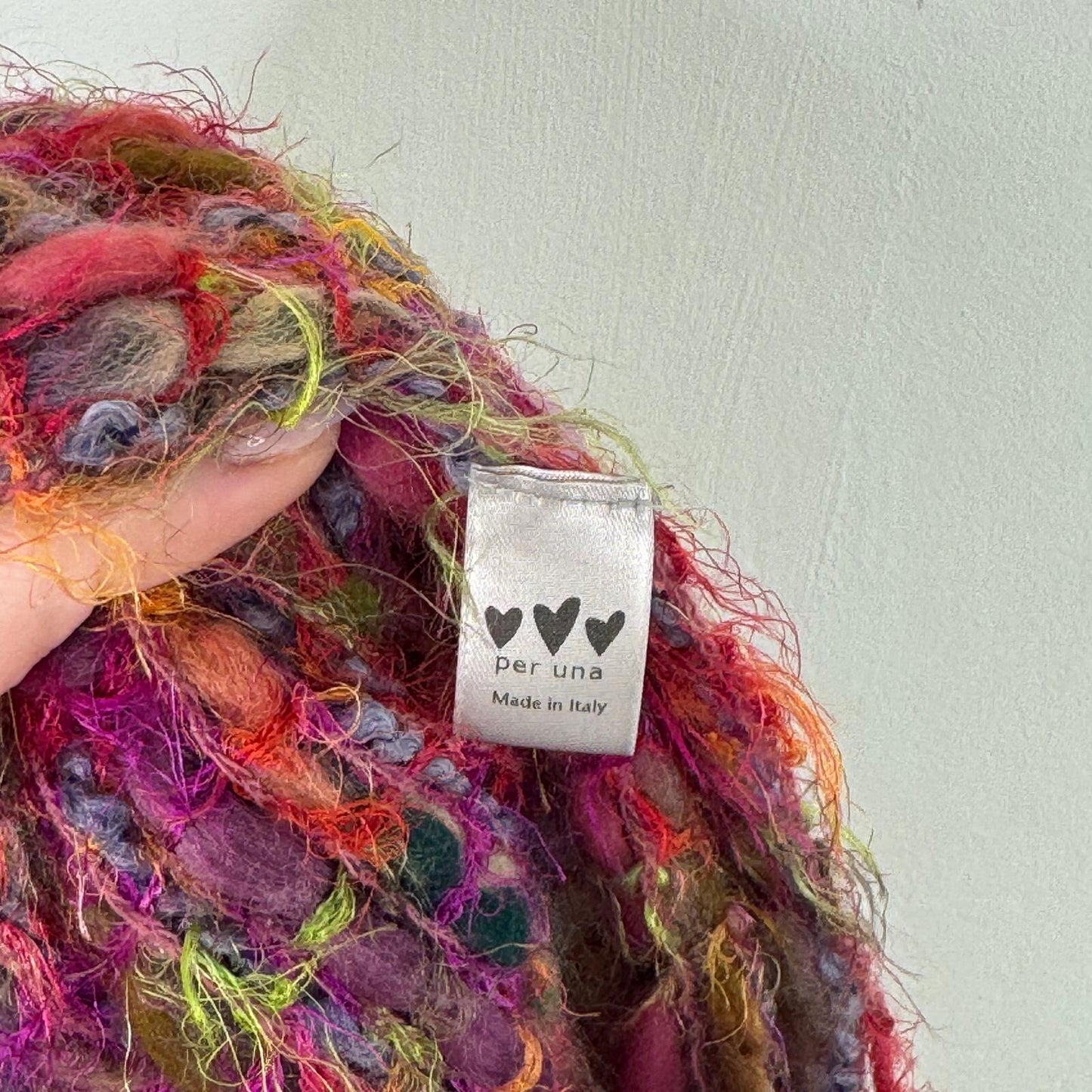 Y2K vintage Per Una scarf wool blend fringe chunky rainbow multi shaggy