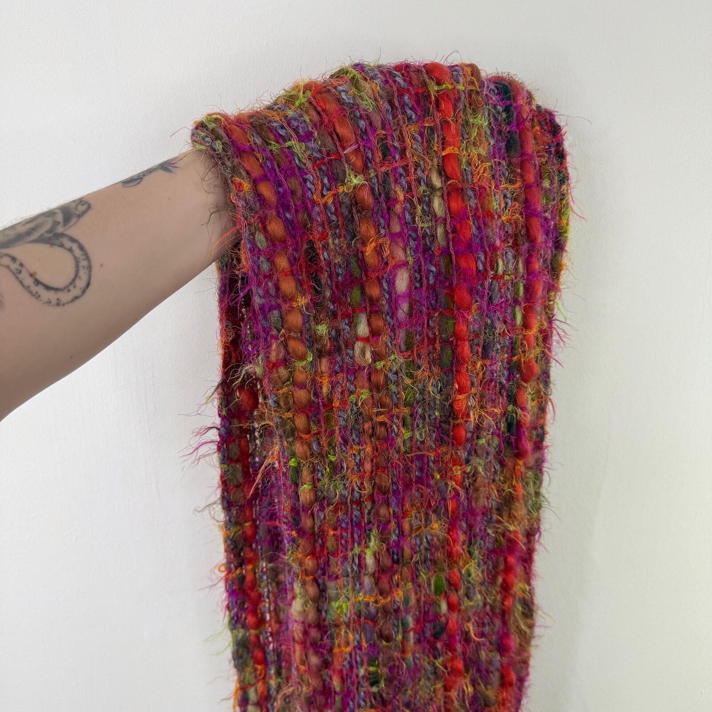 Y2K vintage Per Una scarf wool blend fringe chunky rainbow multi shaggy
