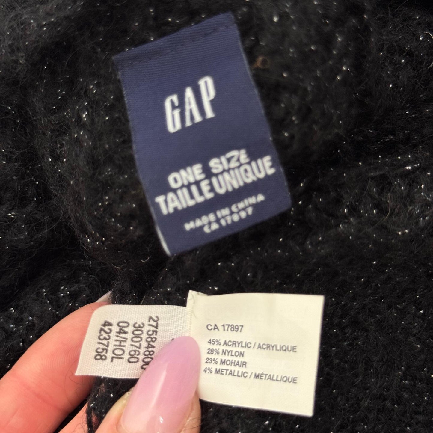 Y2K vintage Gap cardigan cape mohair blend sparkly glitter knot cropped black