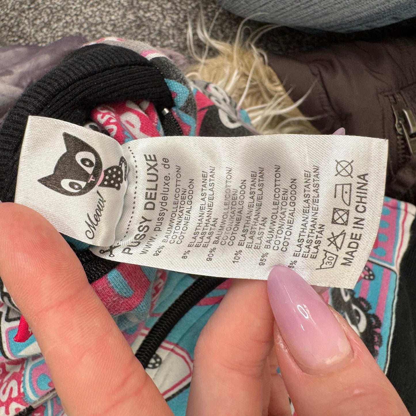 Y2K vintage zip up hoodie reversible cat graphic print comic elastic waistband