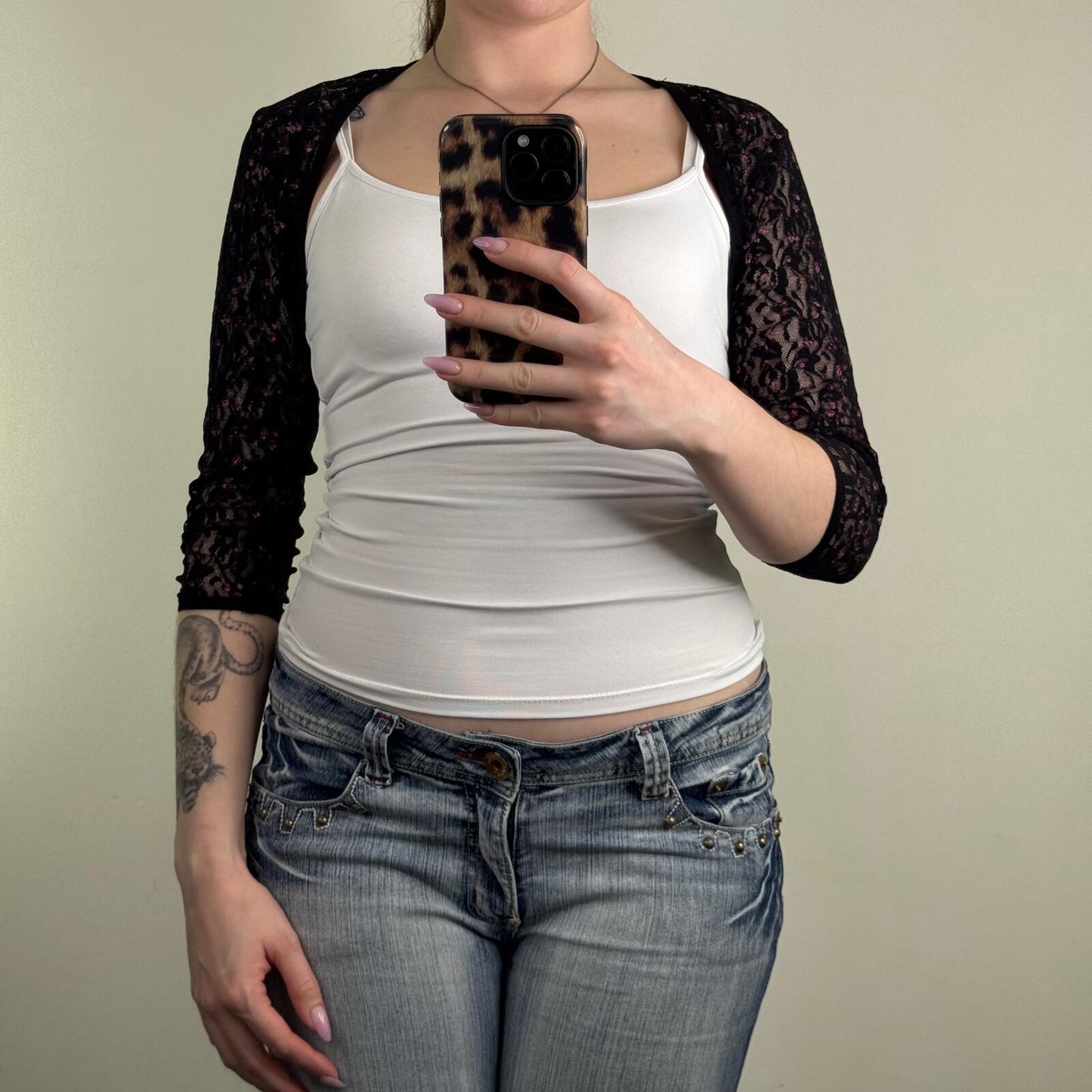 Y2K vintage lace cardigan sheer ditsy floral bolero 3/4 sleeve cropped floral