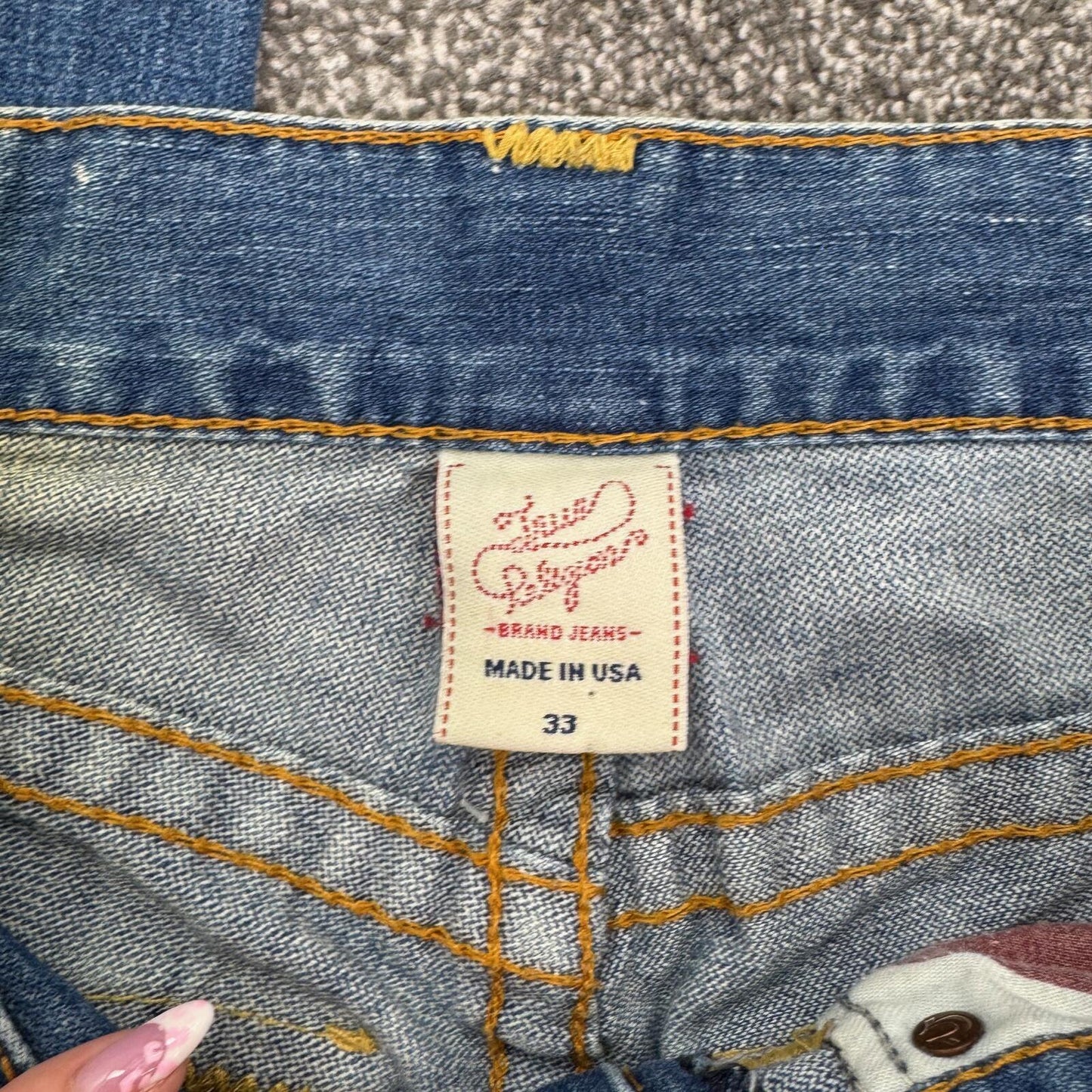 Y2K vintage True Religion bootcut denim jeans embroidered cargo pockets faded