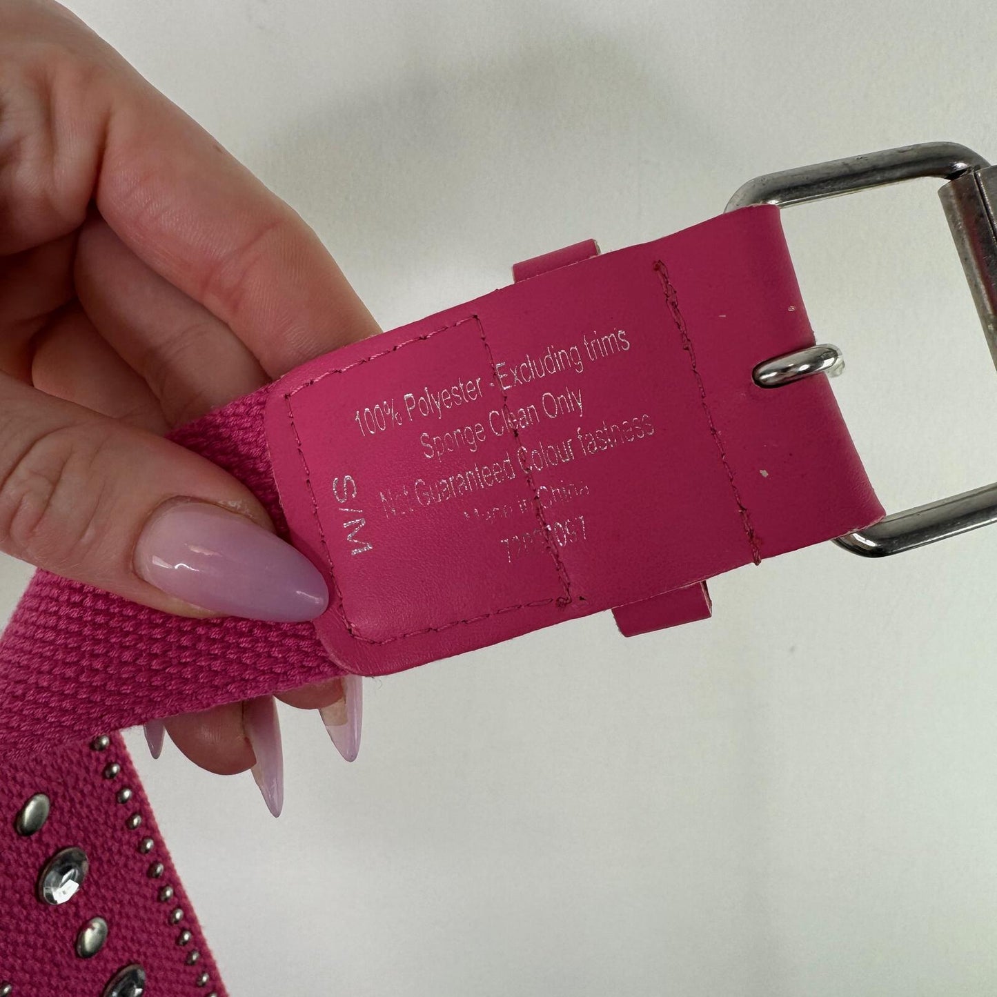 Y2K vintage belt rhinestone canvas studded hot pink
