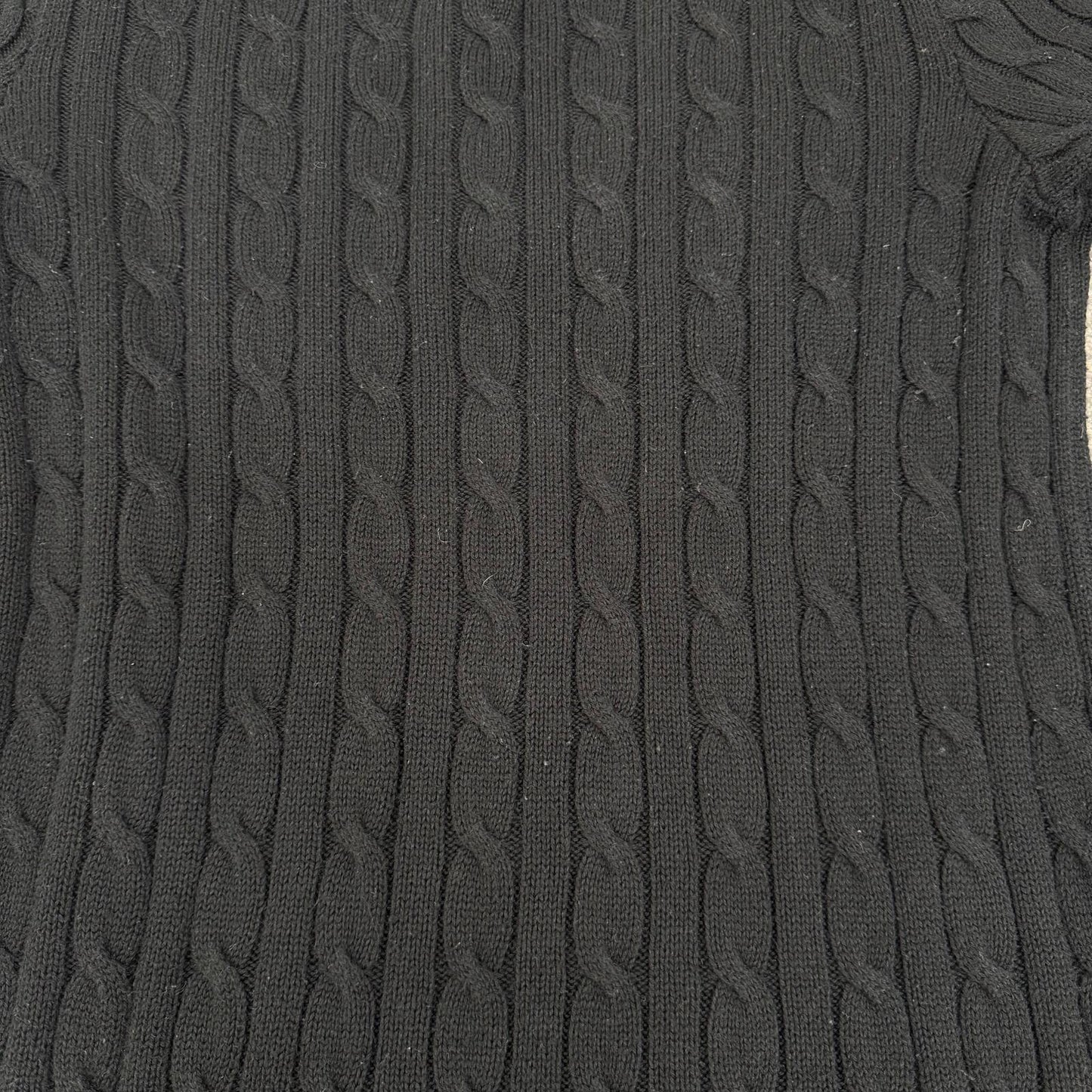 Lauren Ralph Lauren jumper cable knit button high round neck black knitted