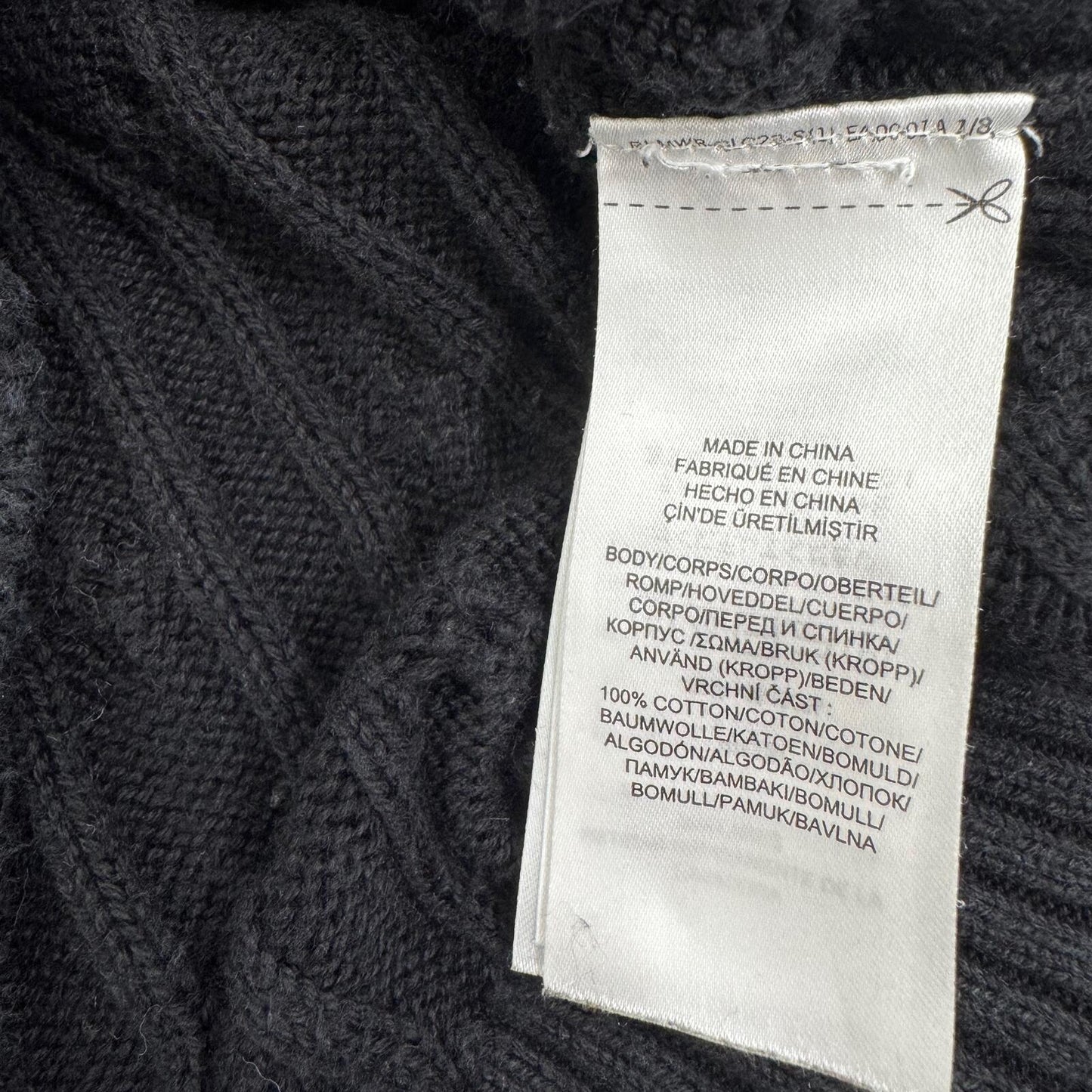 Lauren Ralph Lauren jumper cable knit button high round neck black knitted