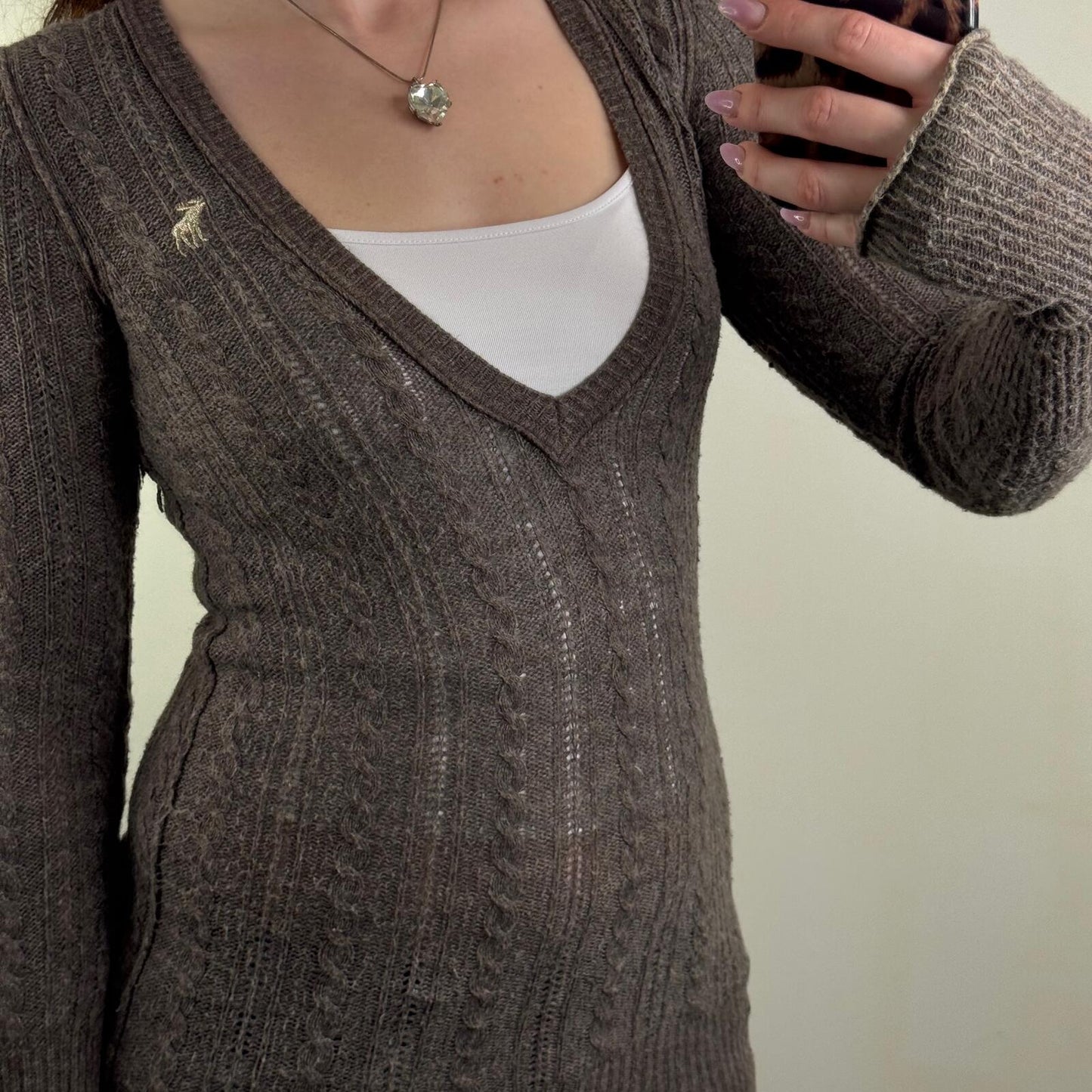 Y2K vintage Abercrombie & Fitch jumper knit deep v neck lightweight angora blend