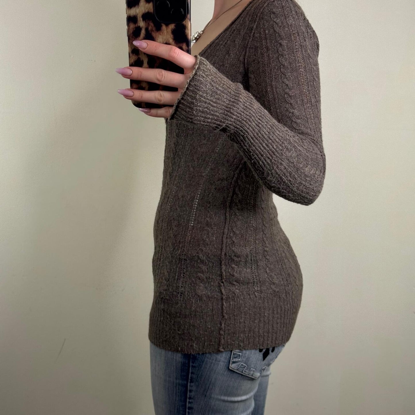 Y2K vintage Abercrombie & Fitch jumper knit deep v neck lightweight angora blend