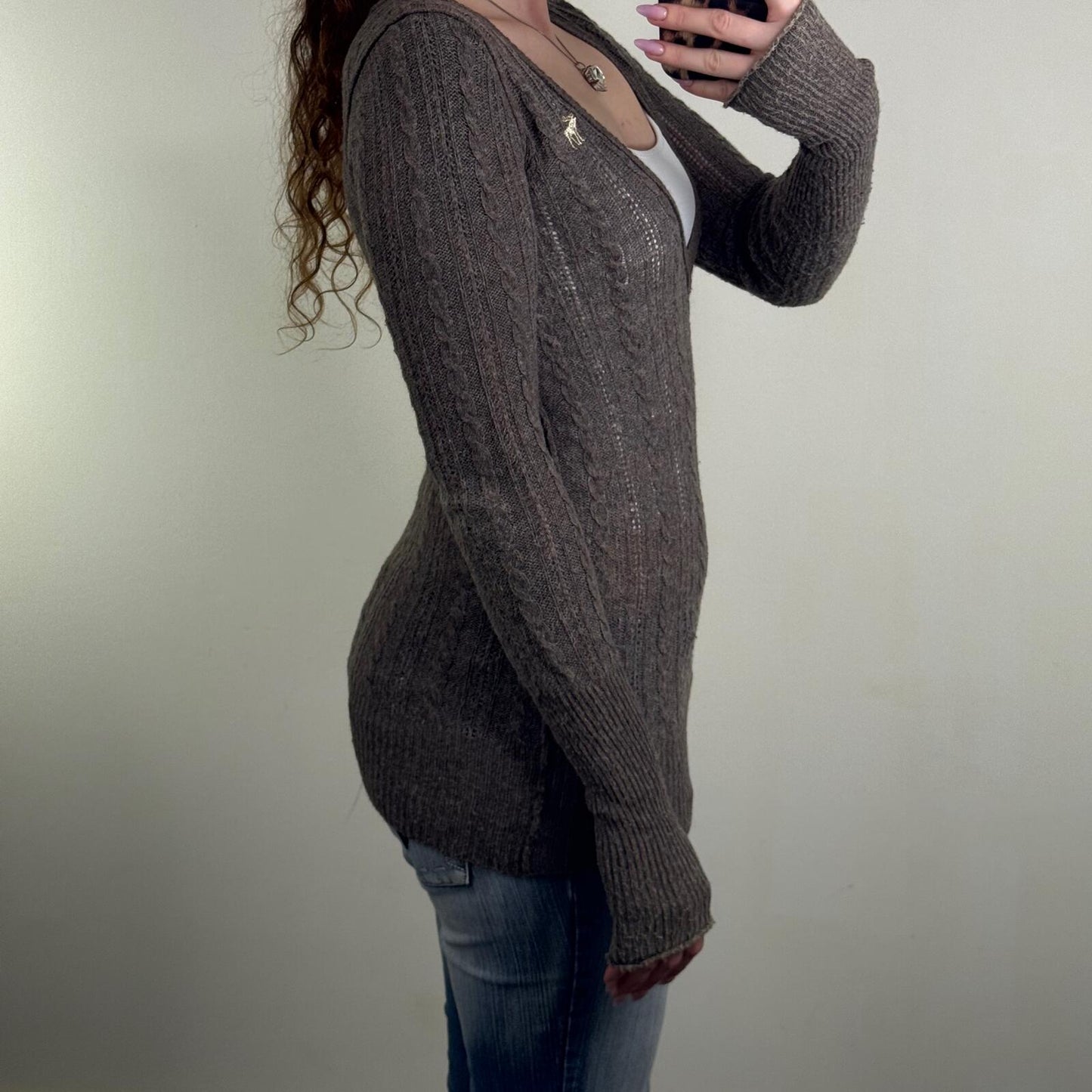 Y2K vintage Abercrombie & Fitch jumper knit deep v neck lightweight angora blend