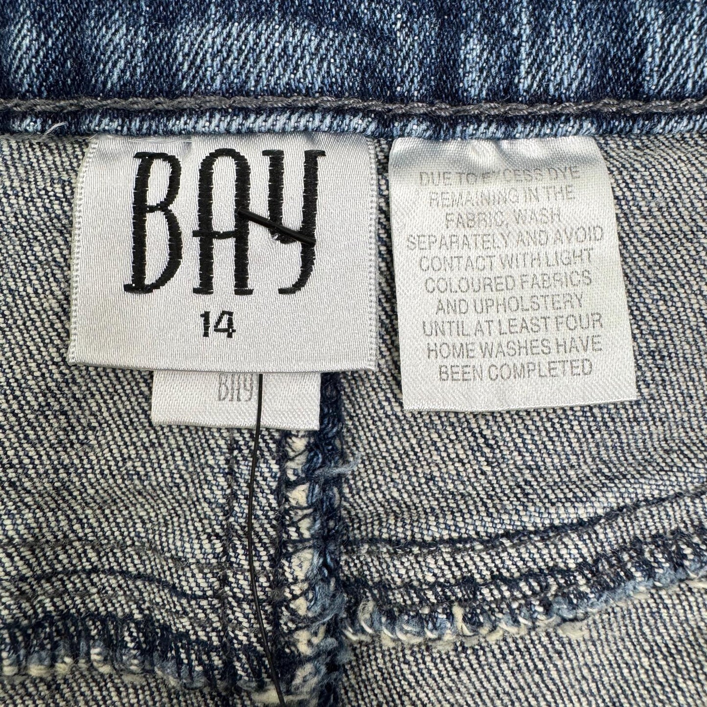 Y2K vintage Bay mini skirt rhinestone fraying hem stretchy denim low rise