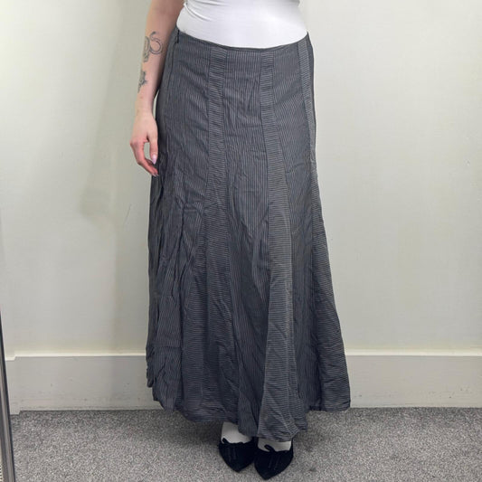 Y2K vintage Per Una maxi skirt pinstripe a line long full length stripe grey