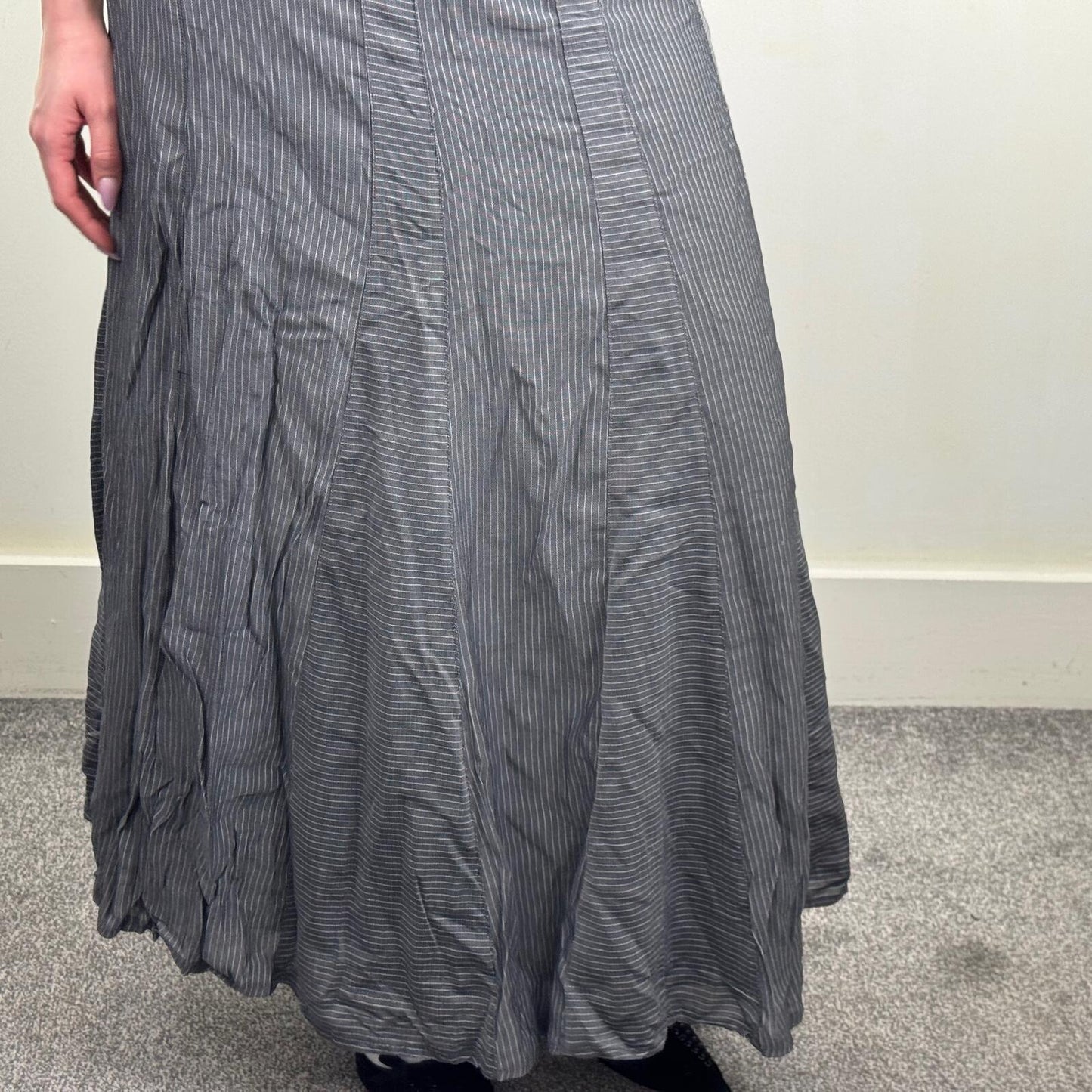 Y2K vintage Per Una maxi skirt pinstripe a line long full length stripe grey