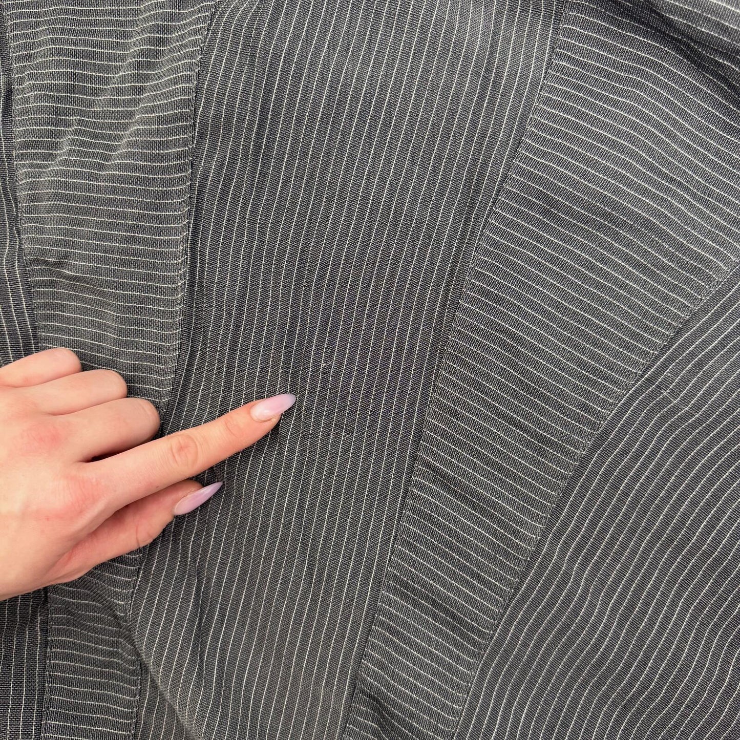 Y2K vintage Per Una maxi skirt pinstripe a line long full length stripe grey