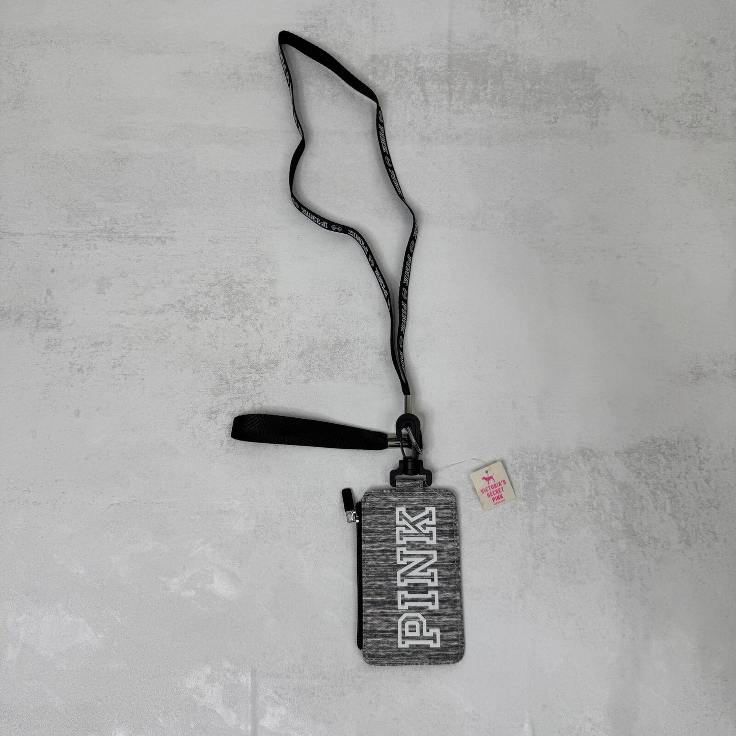 Y2K vintage Victoria's Secret PINK lanyard card holder marl grey coin purse