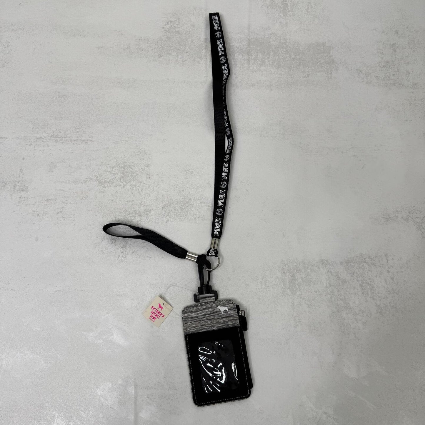 Y2K vintage Victoria's Secret PINK lanyard card holder marl grey coin purse