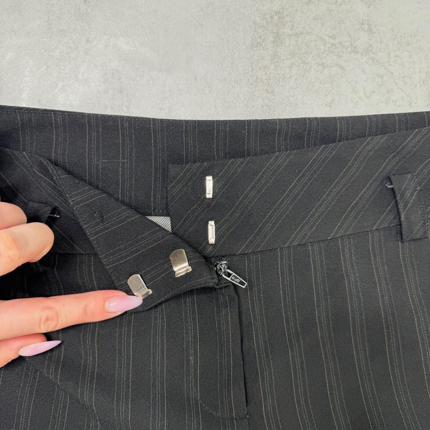 Y2K vintage tailored bootcut trousers formal office mid rise stripe pinstripe
