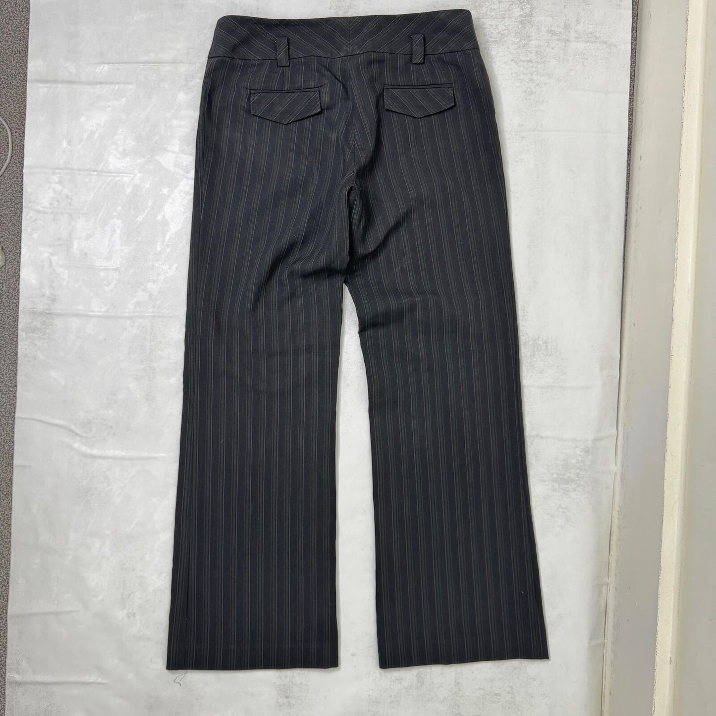 Y2K vintage tailored bootcut trousers formal office mid rise stripe pinstripe