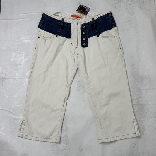 Y2K vintage low rise capri jeans cropped denim white blue knee length