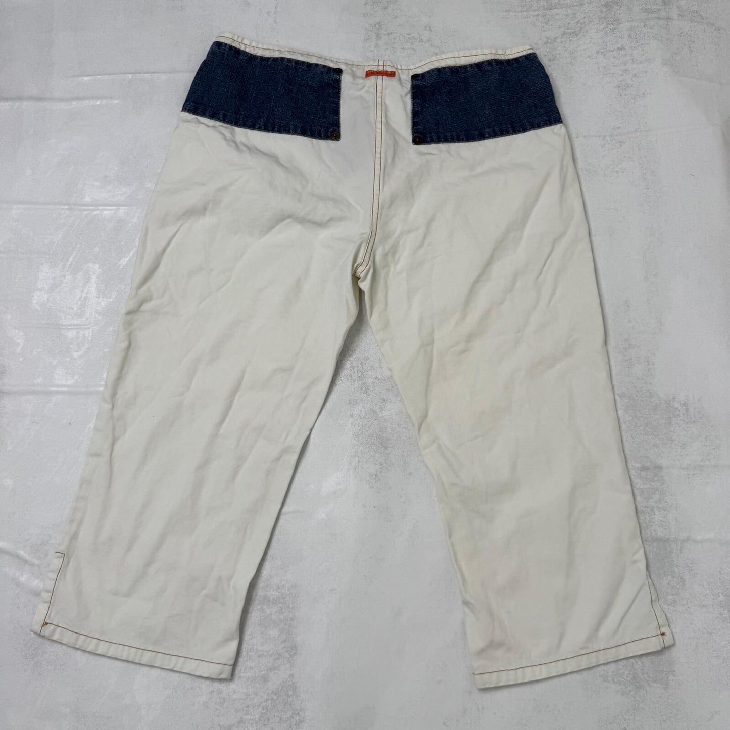 Y2K vintage low rise capri jeans cropped denim white blue knee length