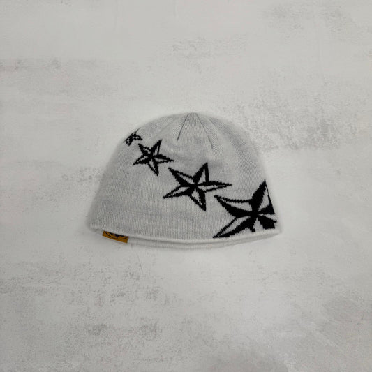 Corteiz beanie hat star stretchy black white