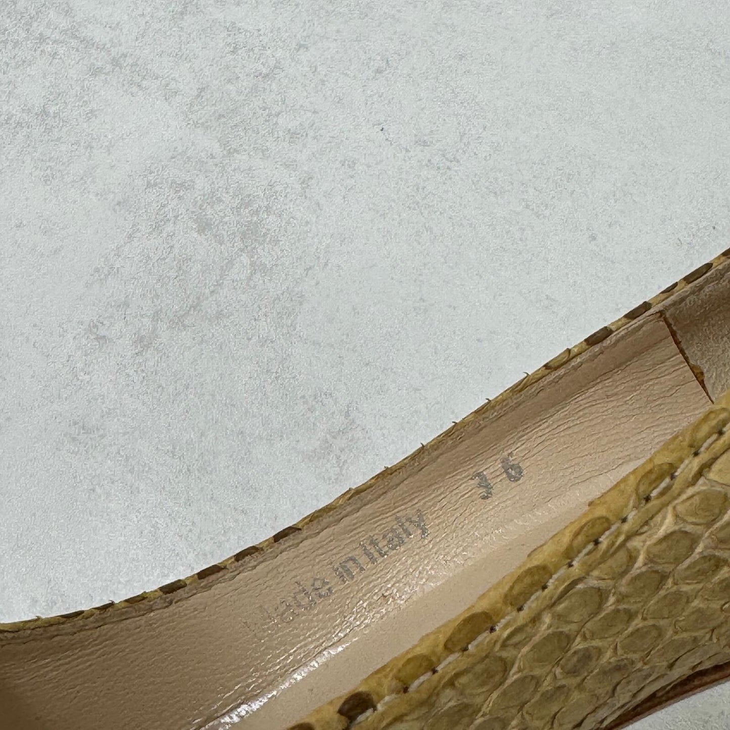 Vintage Dior heels snakeskin stilettos platform gold beige