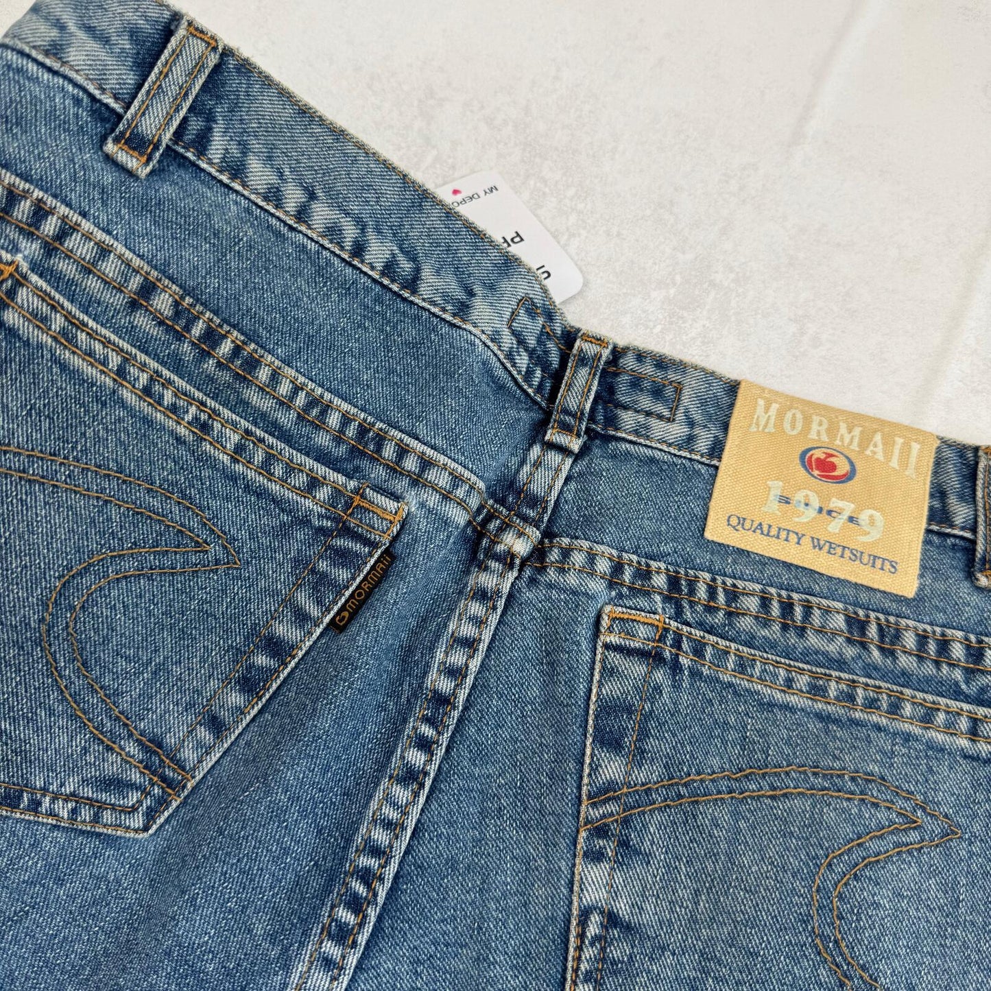Y2K vintage low rise denim mini shorts mid blue wash 100% cotton
