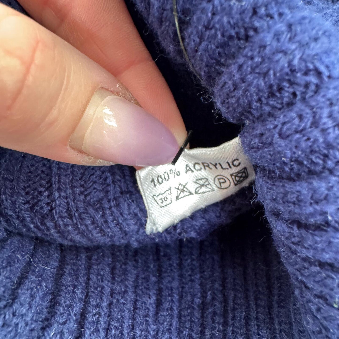 90s Y2K vintage Buffalo jumper knitted ribbed roll neck navy white stretchy