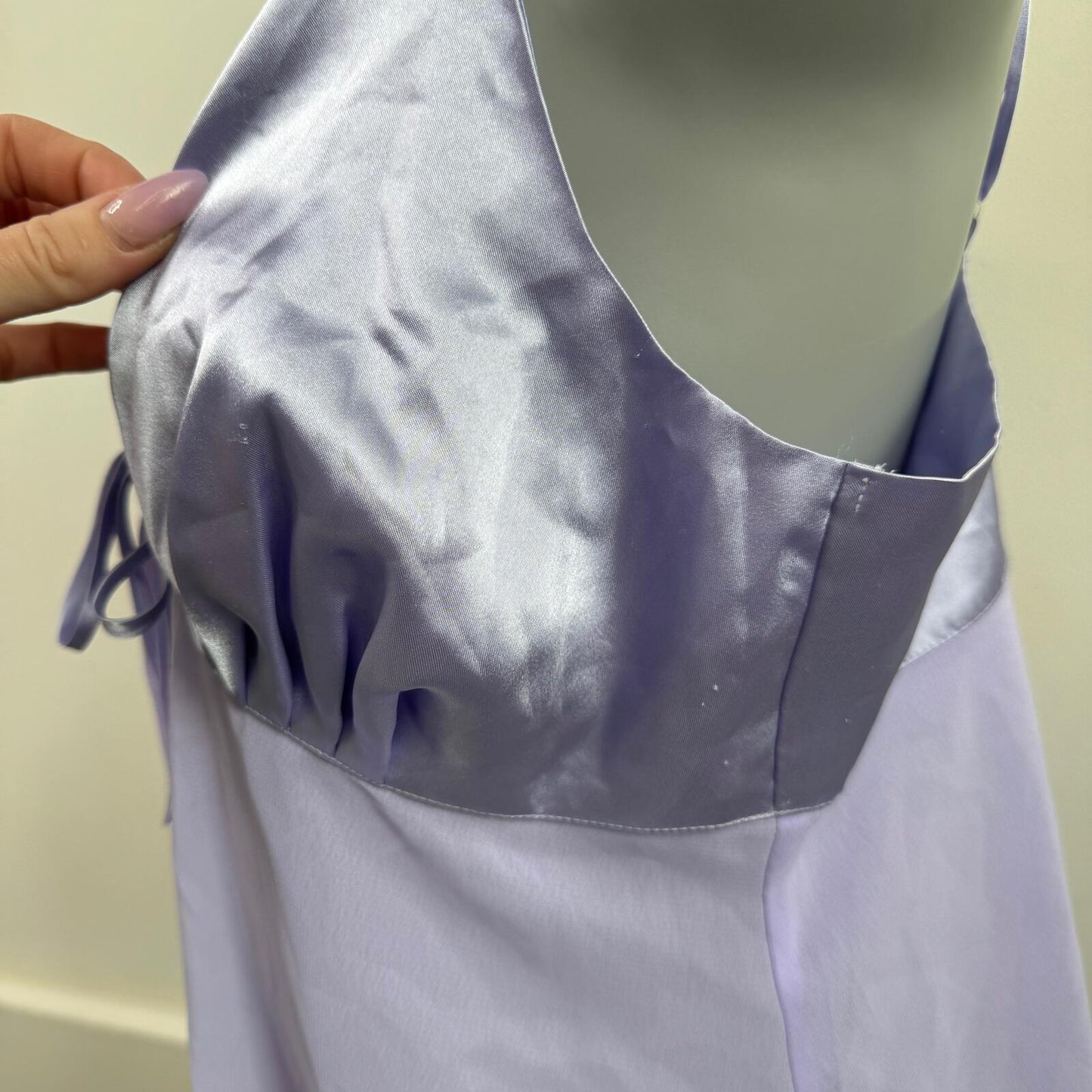 Y2K vintage babydoll top sheer satin bow lilac purple flowy open front strappy