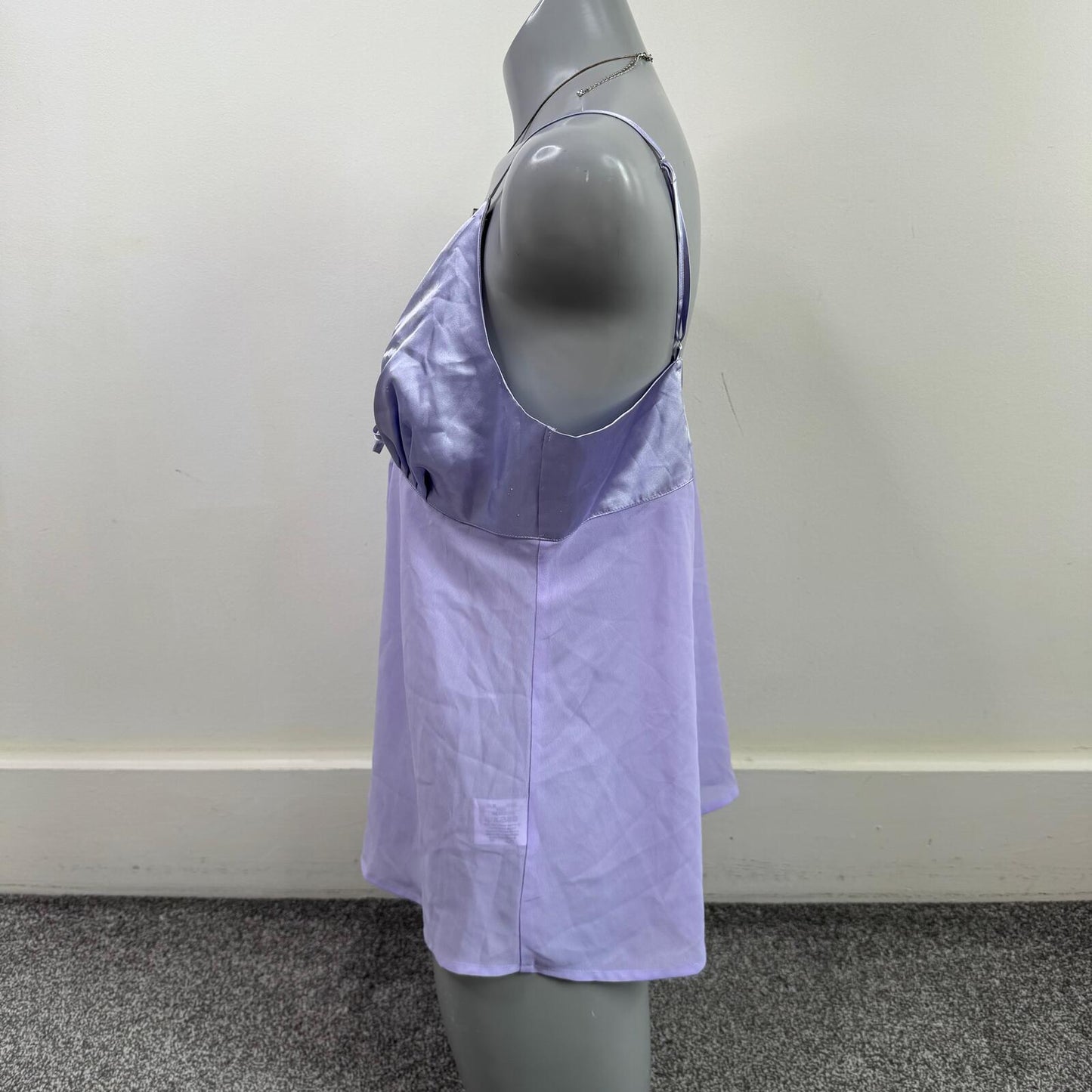 Y2K vintage babydoll top sheer satin bow lilac purple flowy open front strappy