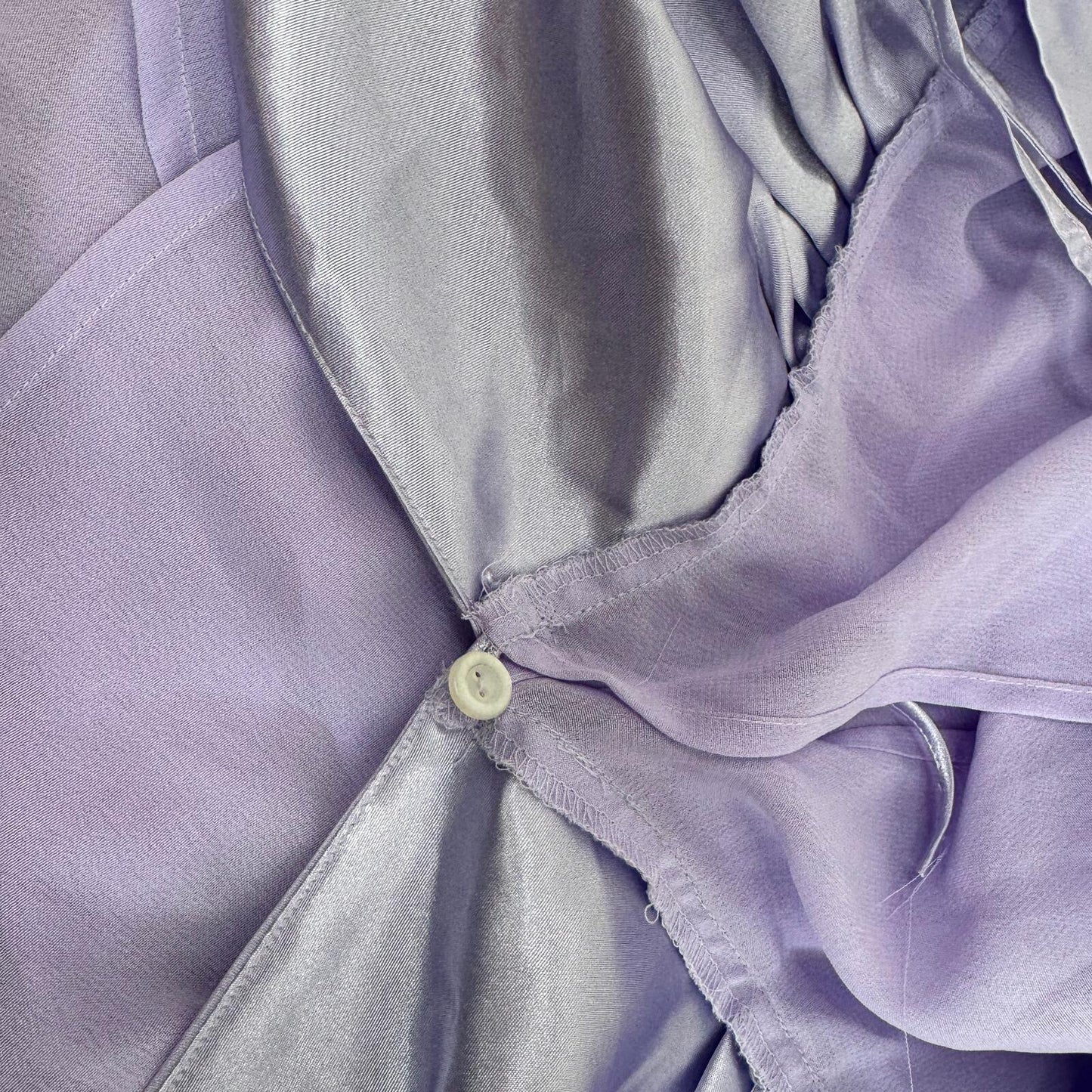 Y2K vintage babydoll top sheer satin bow lilac purple flowy open front strappy
