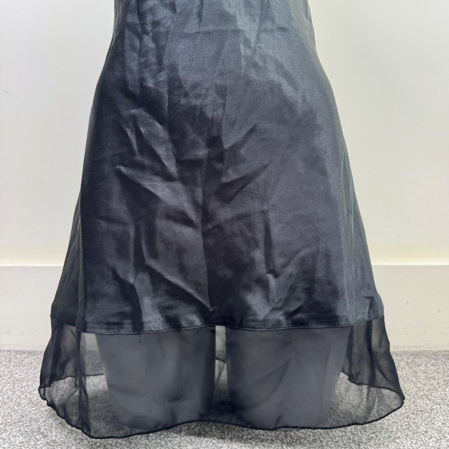 Y2K vintage chemise slip night dress satin sheer v neck strappy