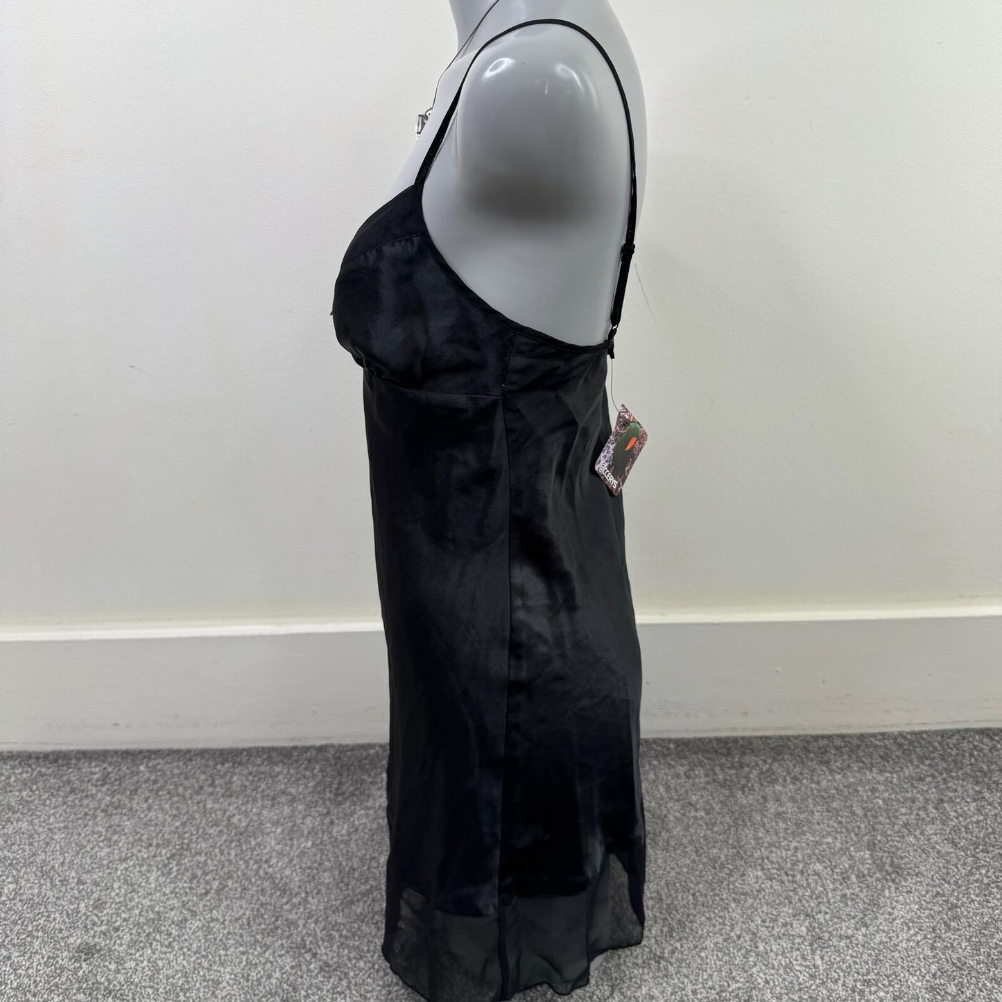 Y2K vintage chemise slip night dress satin sheer v neck strappy