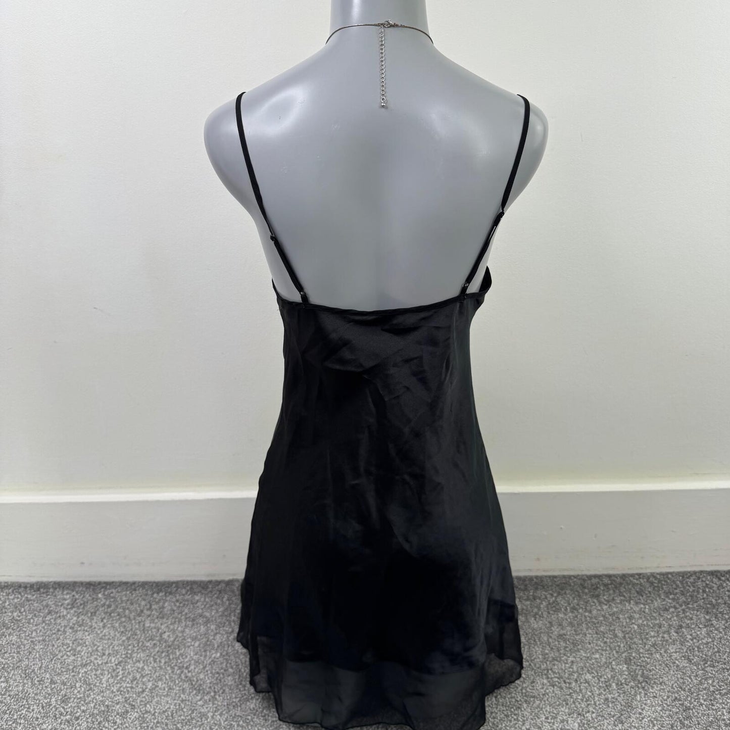 Y2K vintage chemise slip night dress satin sheer v neck strappy