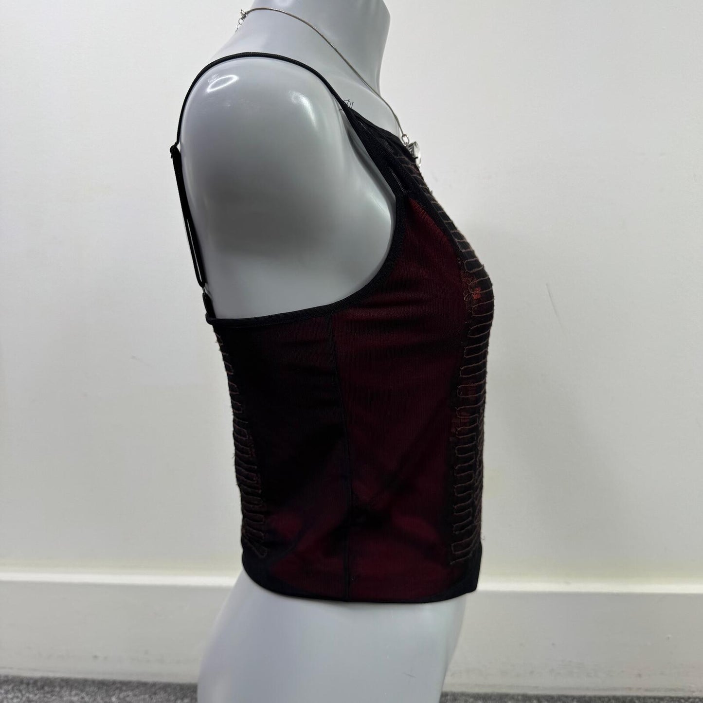Vintage 90s Karen Millen cami top sequin double layer mesh high neck party