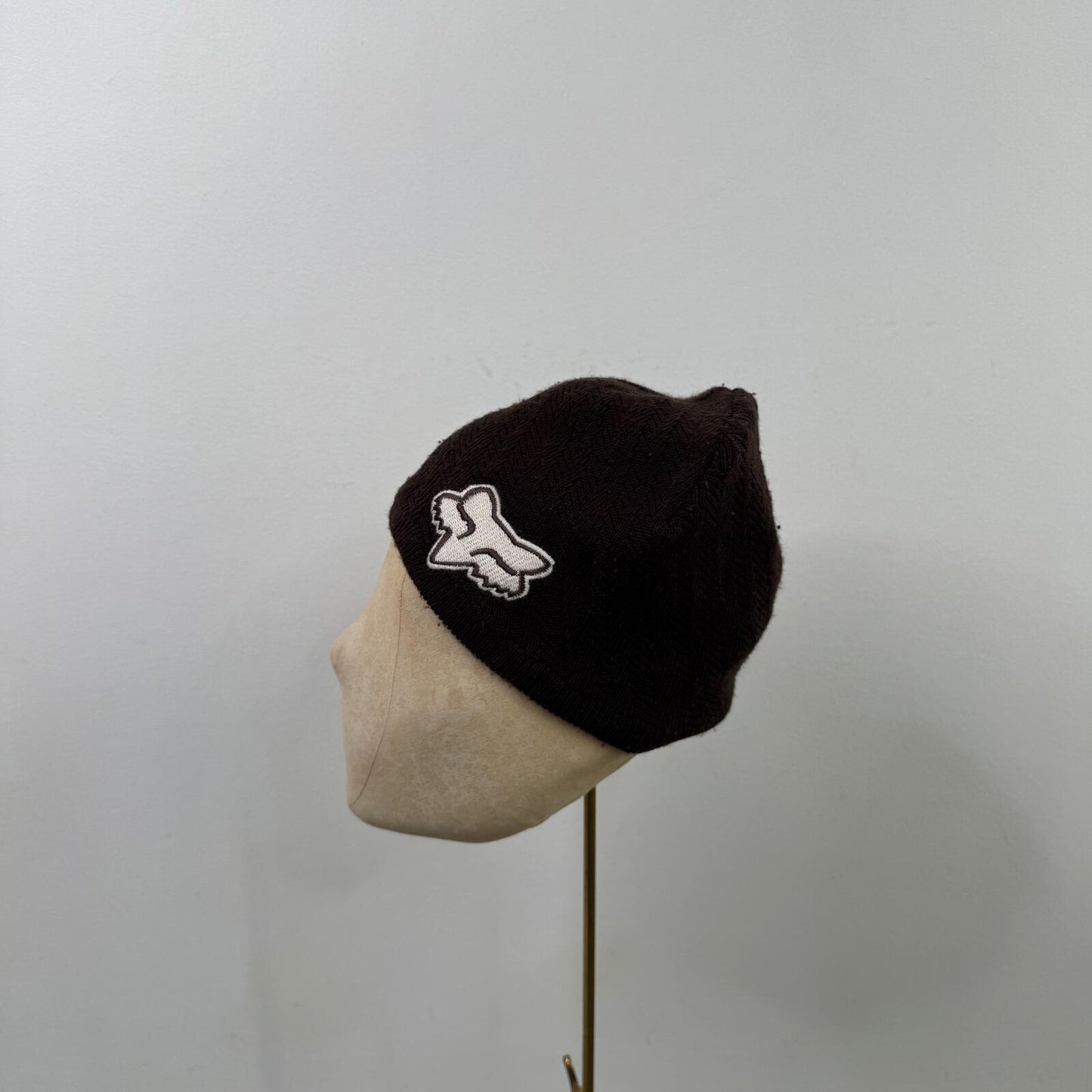 Y2K vintage Fox beanie hat knitted embroidered logo