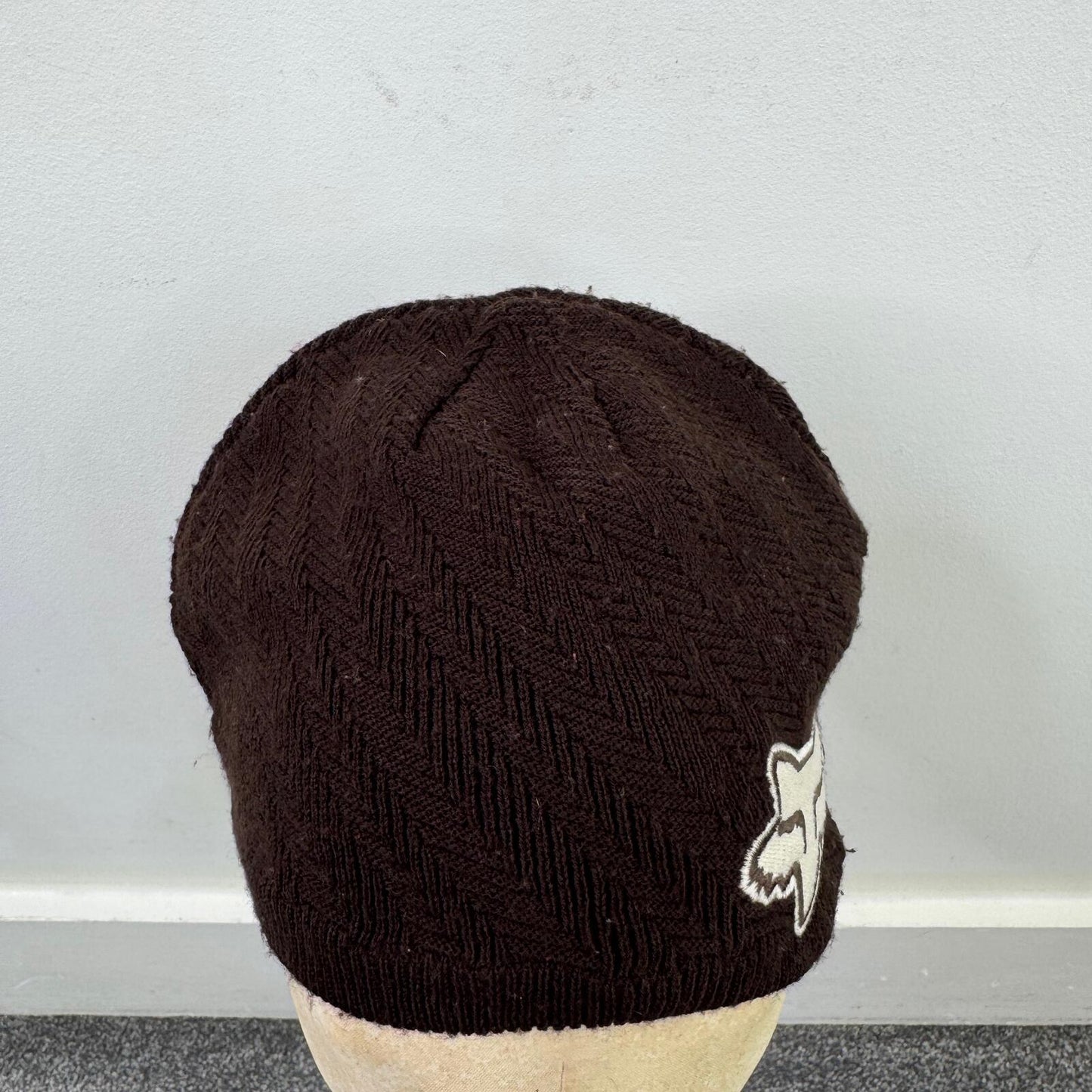 Y2K vintage Fox beanie hat knitted embroidered logo