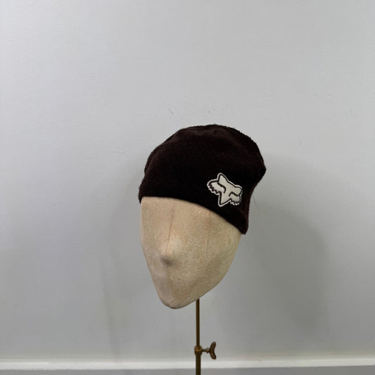 Y2K vintage Fox beanie hat knitted embroidered logo