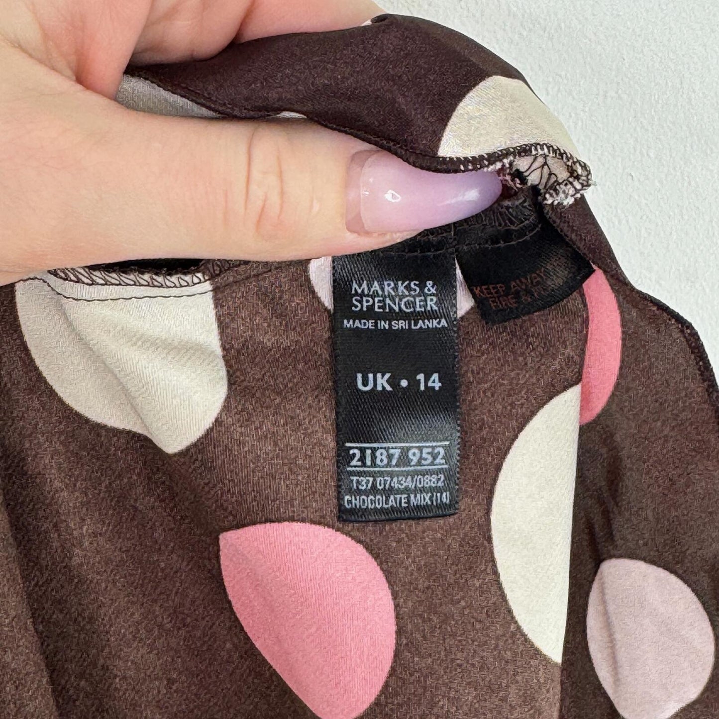 Y2K vintage cami top polka dot spotty bow brown pink v neck strappy satin