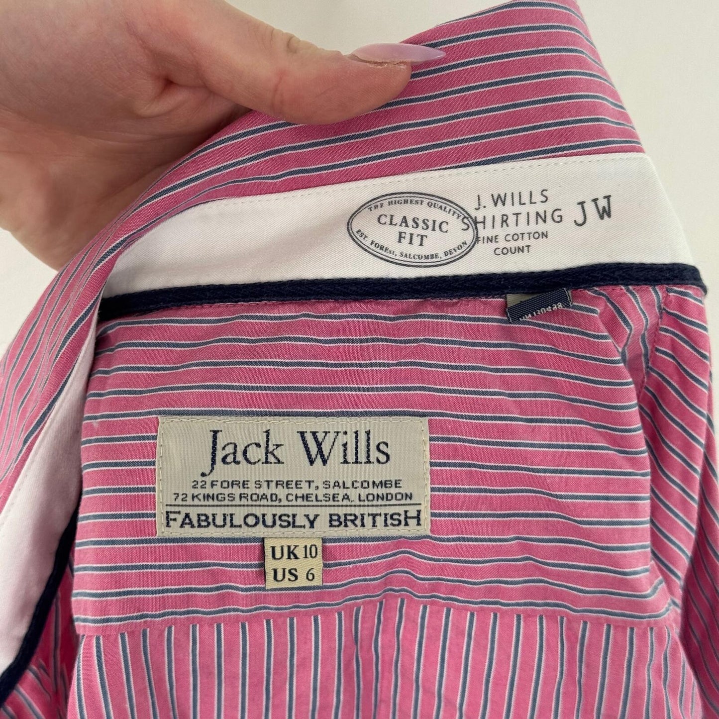 Y2K vintage Jack Wills blouse button up shirt fitted pinstripe tailored pink