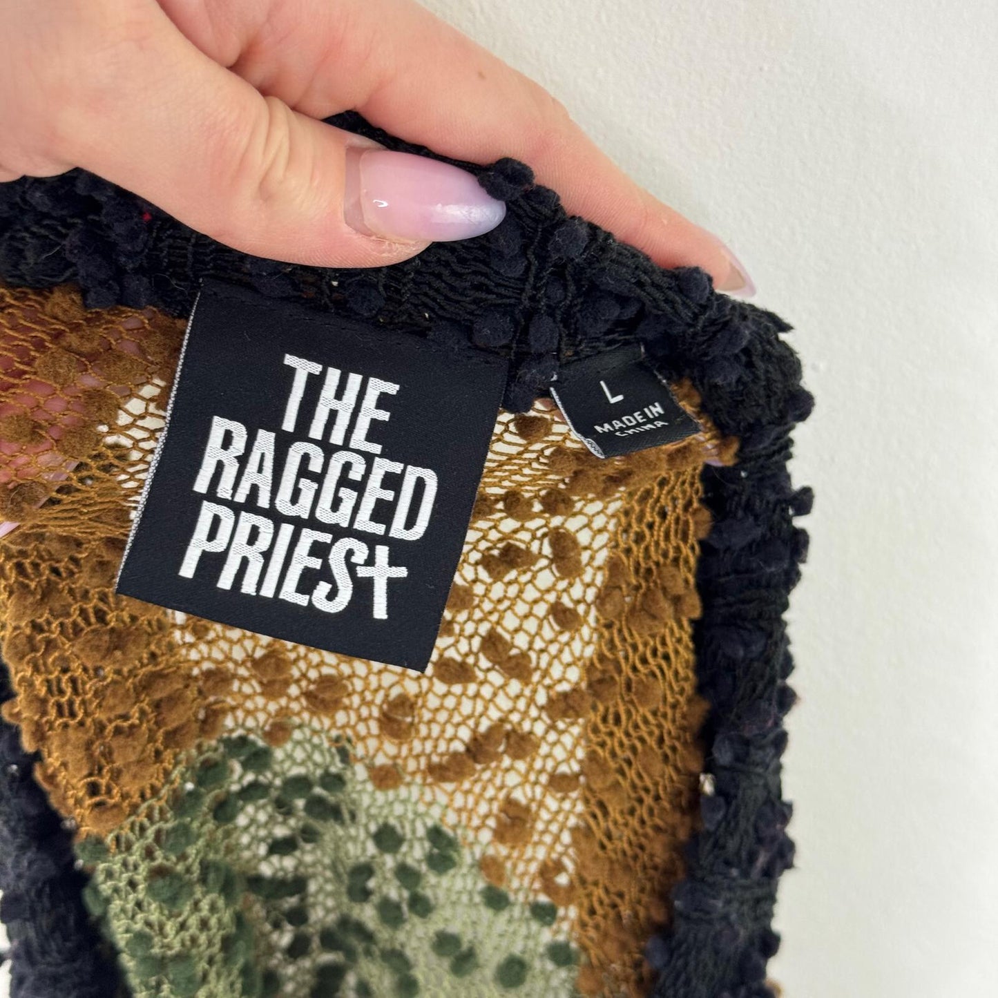 Ragged Priest knit jumper urban cult cross knit khaki brown stripe distressed